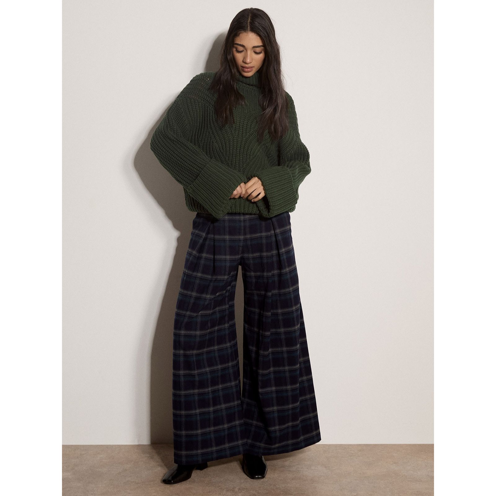 Apricot Chunky Cable High Neck Jumper