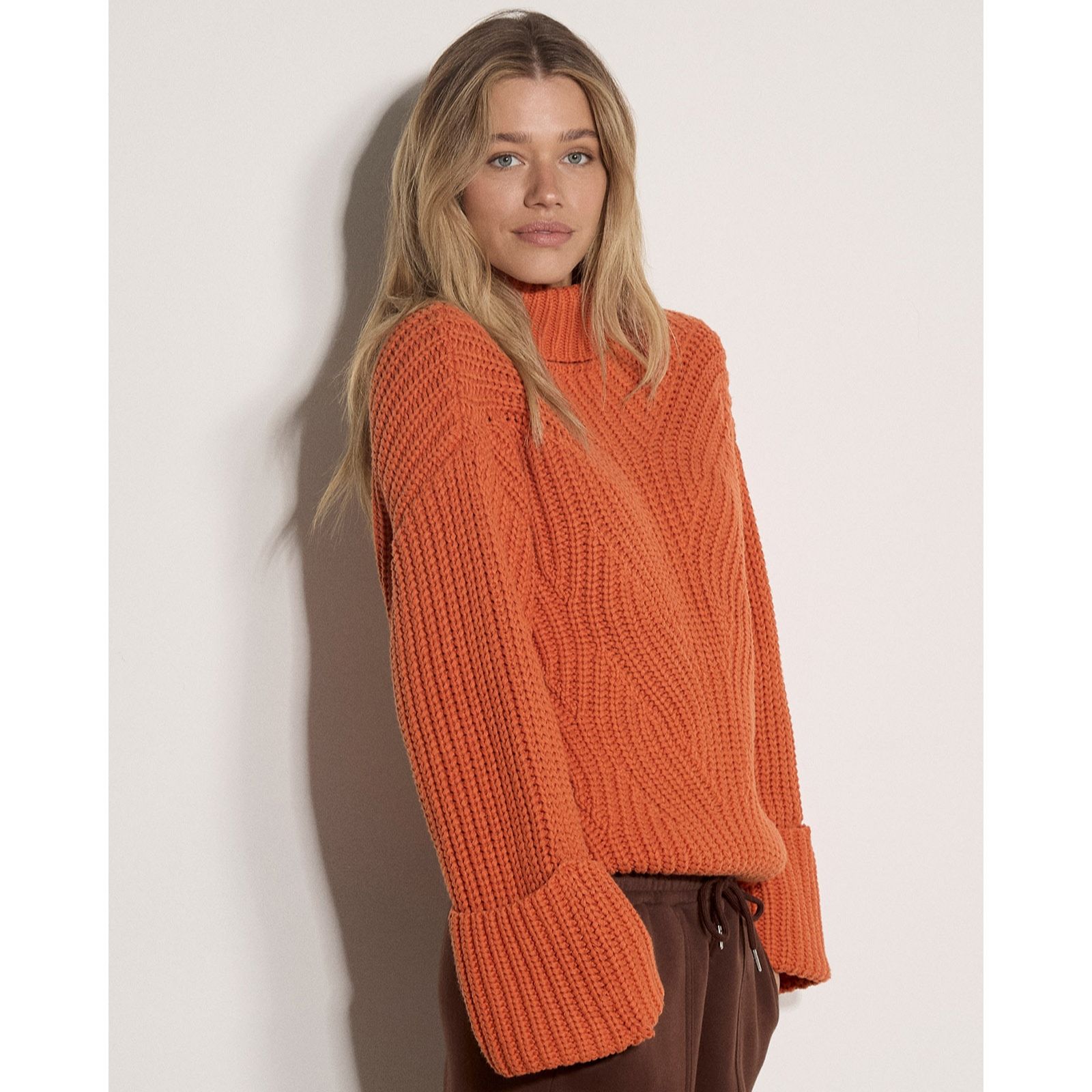 Apricot Chunky Cable High Neck Jumper
