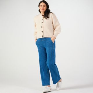 Denim & Co. Comfy Knit Wide Leg Draw Cord Trouser Standard