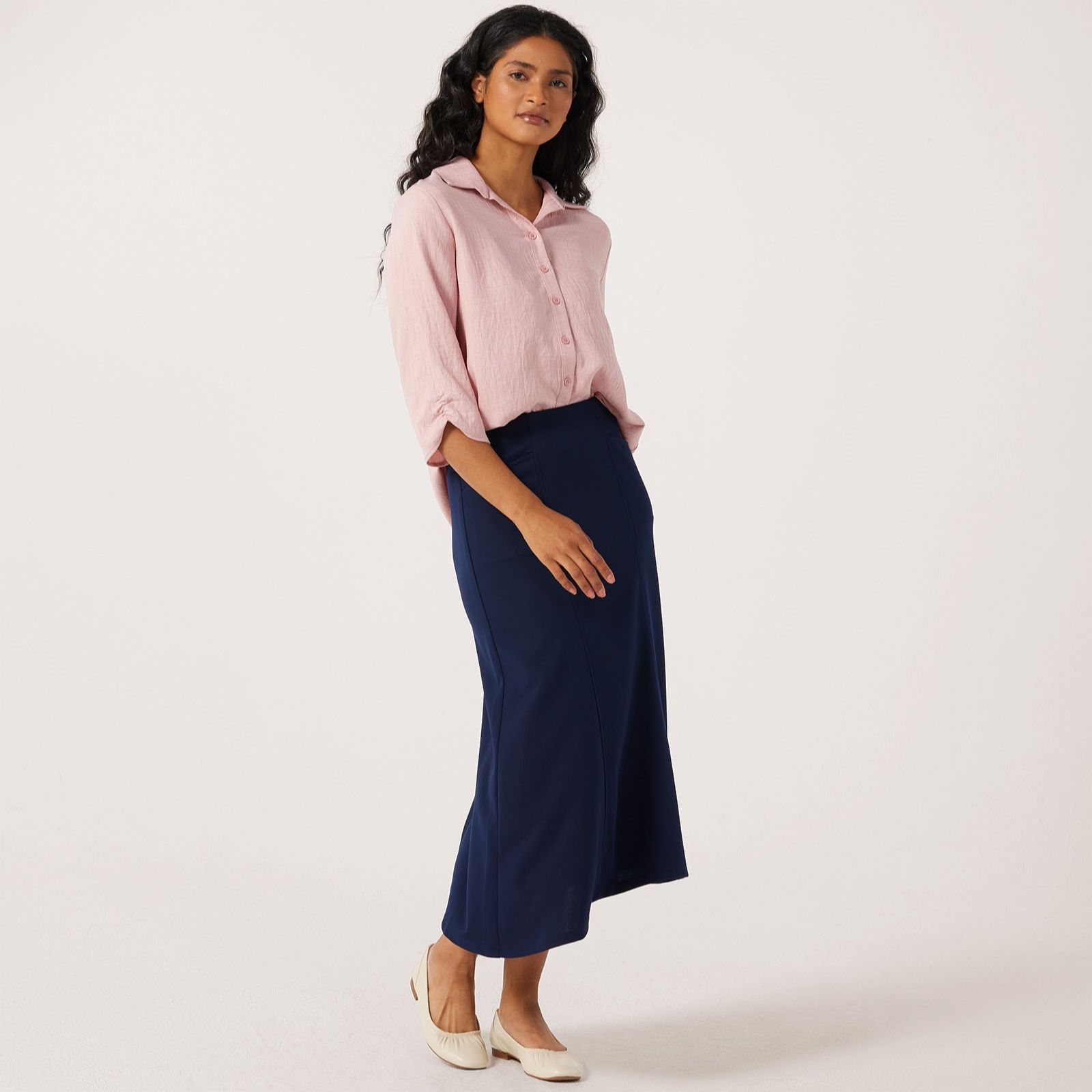 Kim & Co Ponte Crepe Handkerchief Skirt With Pockets