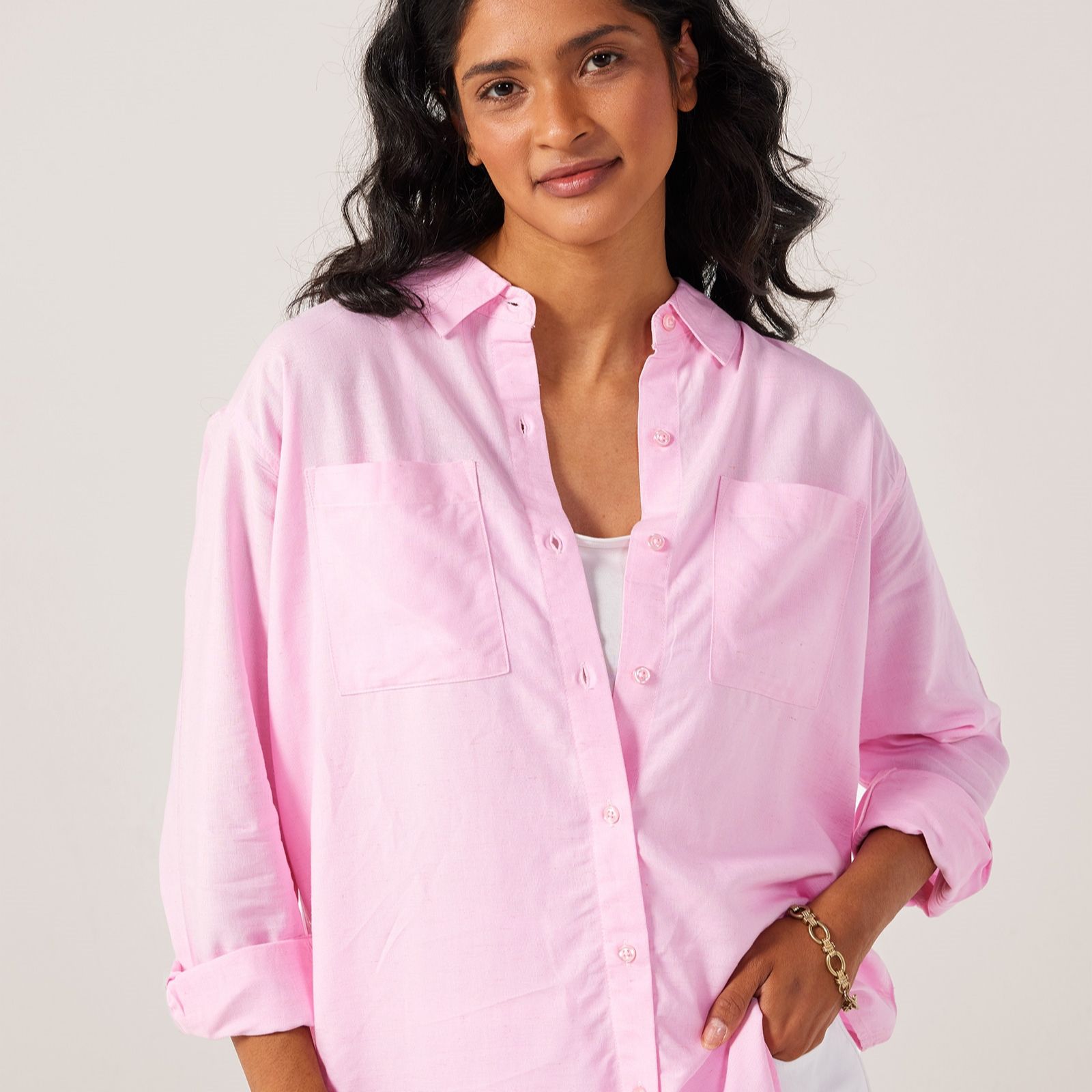 Denim & Co. Linen Blend Shirt