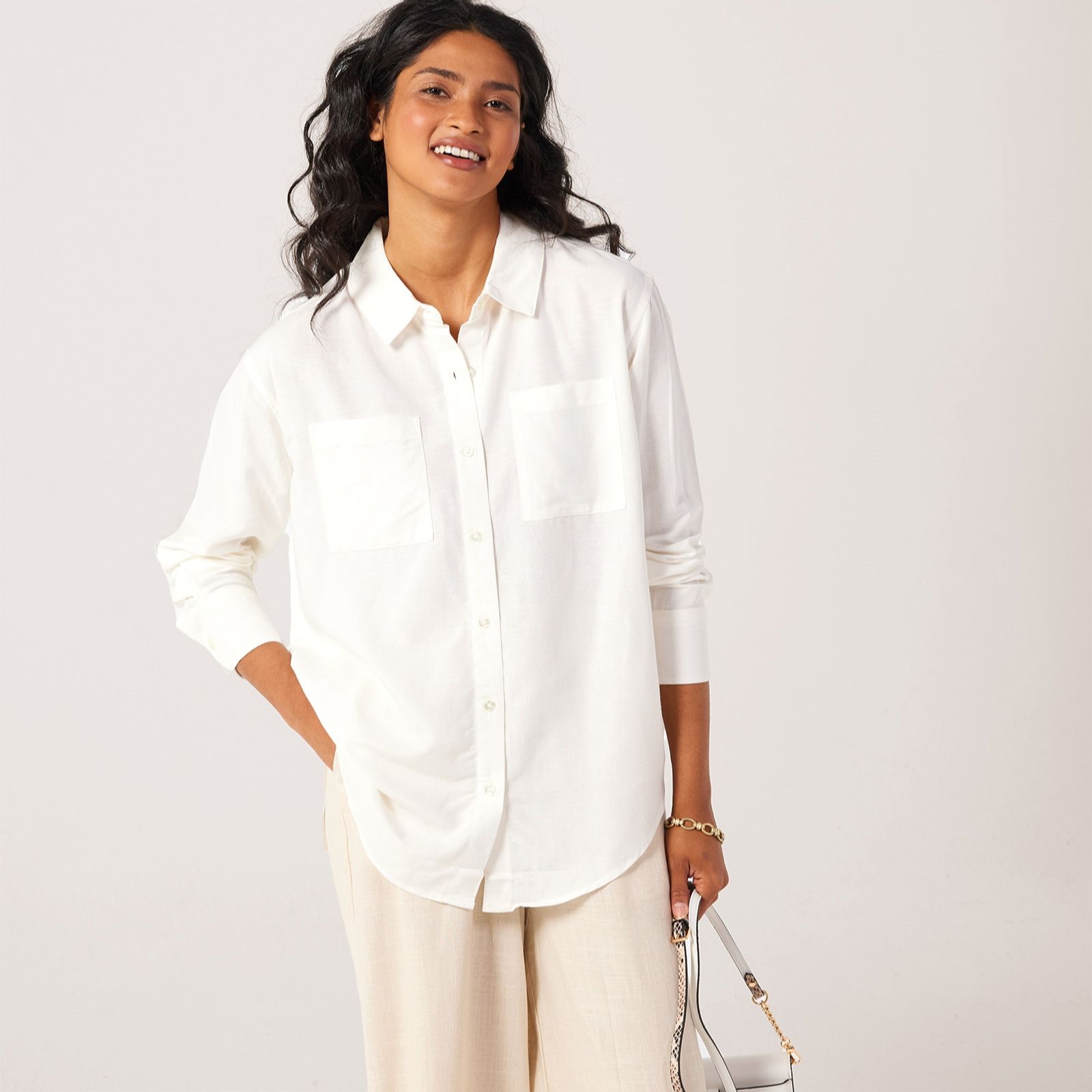 Denim & Co. Linen Blend Shirt