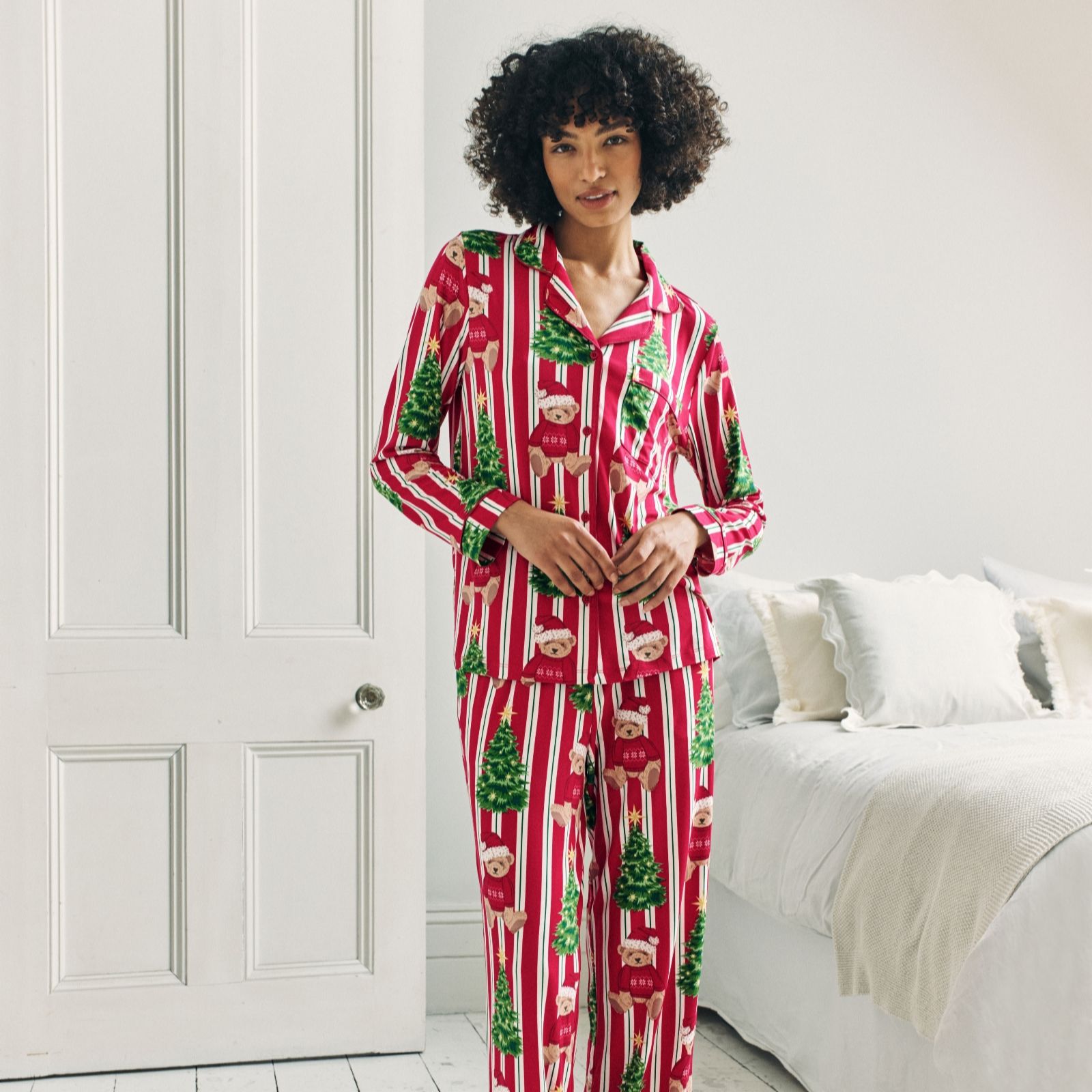 Chelsea Peers Festive Pyjama Set Bear Stripe