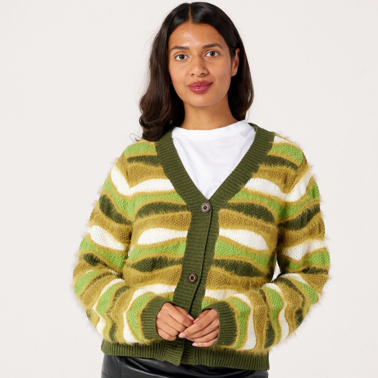 Izabel London Striped Cardigan