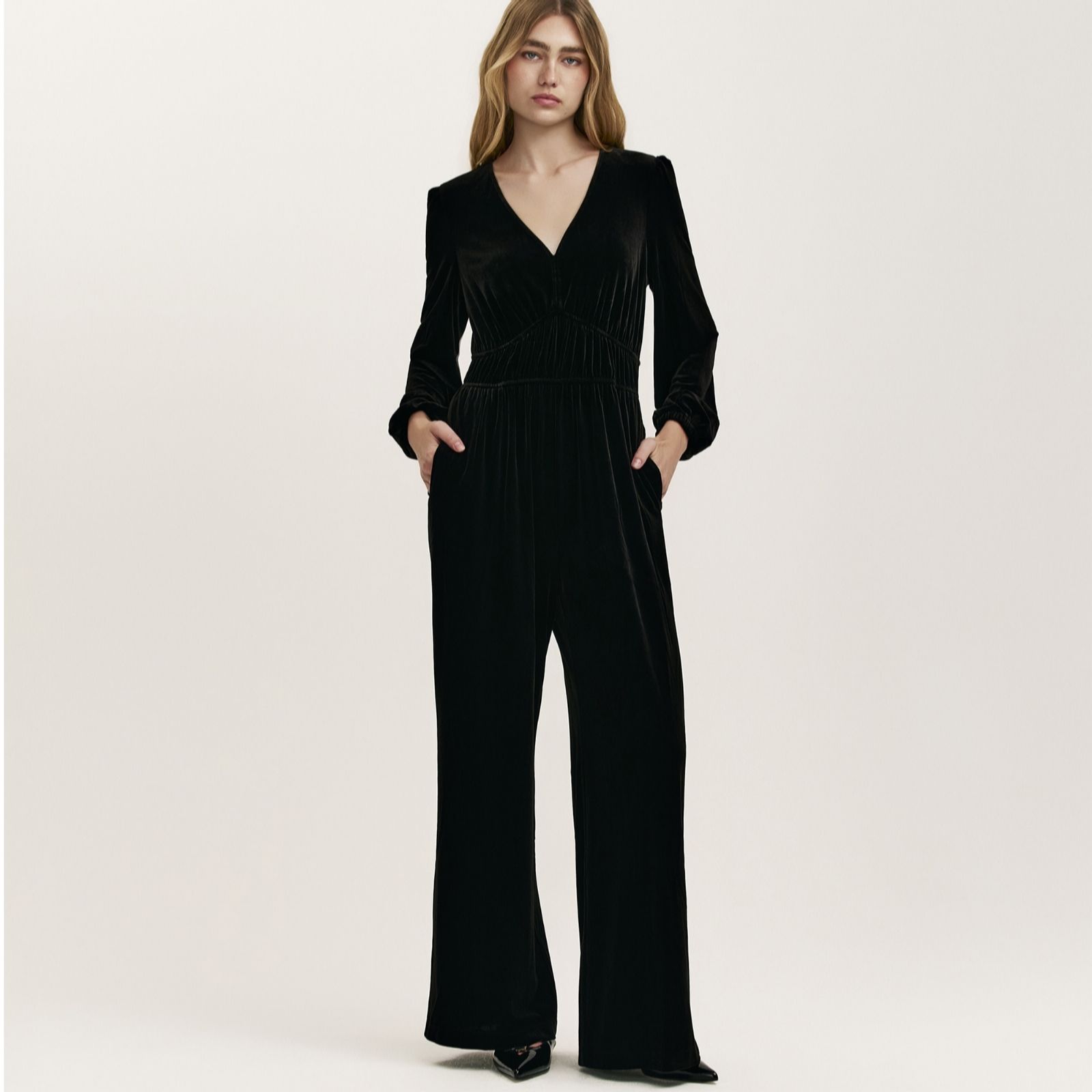 Finery London Anna Stretch Velvet Jumpsuit