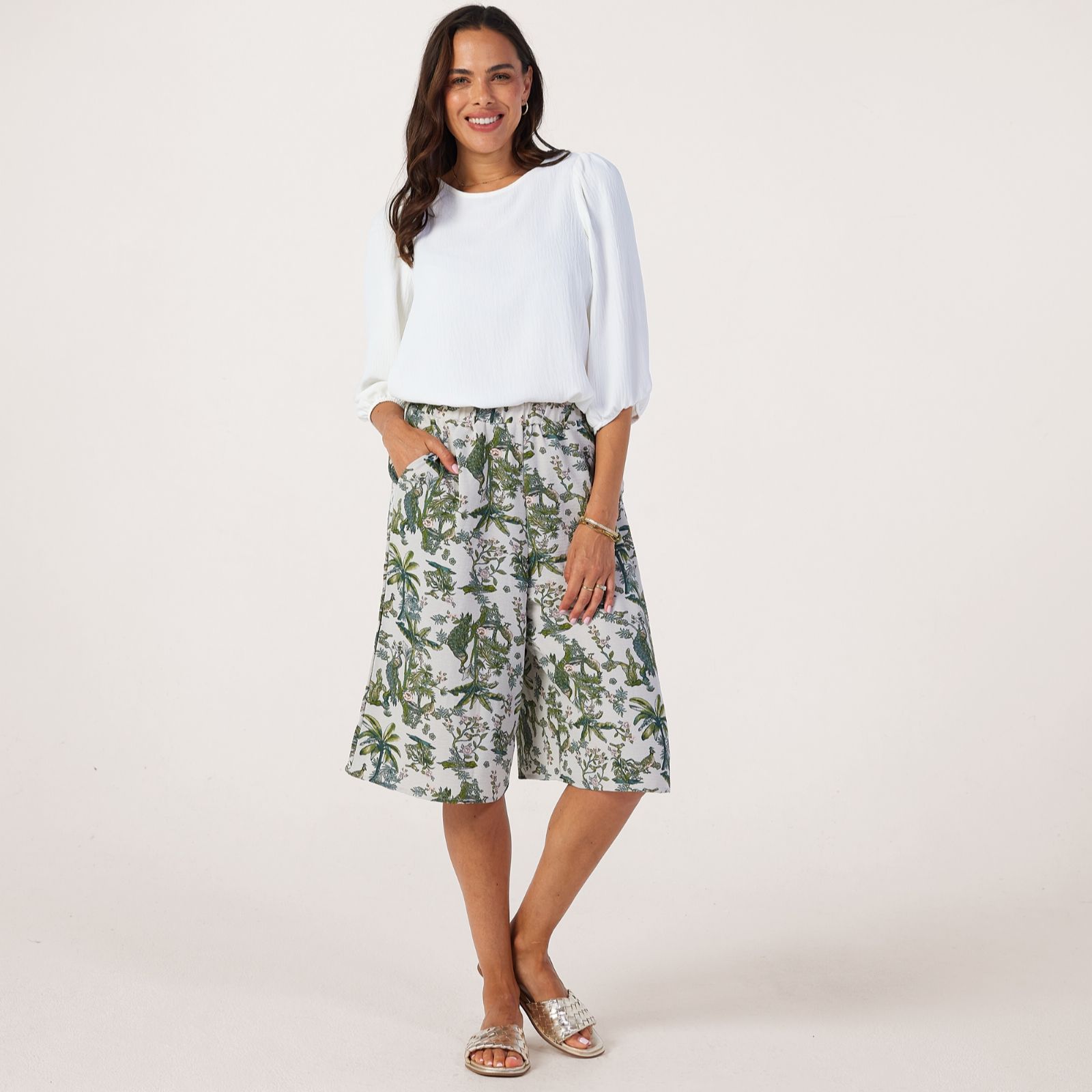 Kim & Co Printed Poplin Shorts With Pockets
