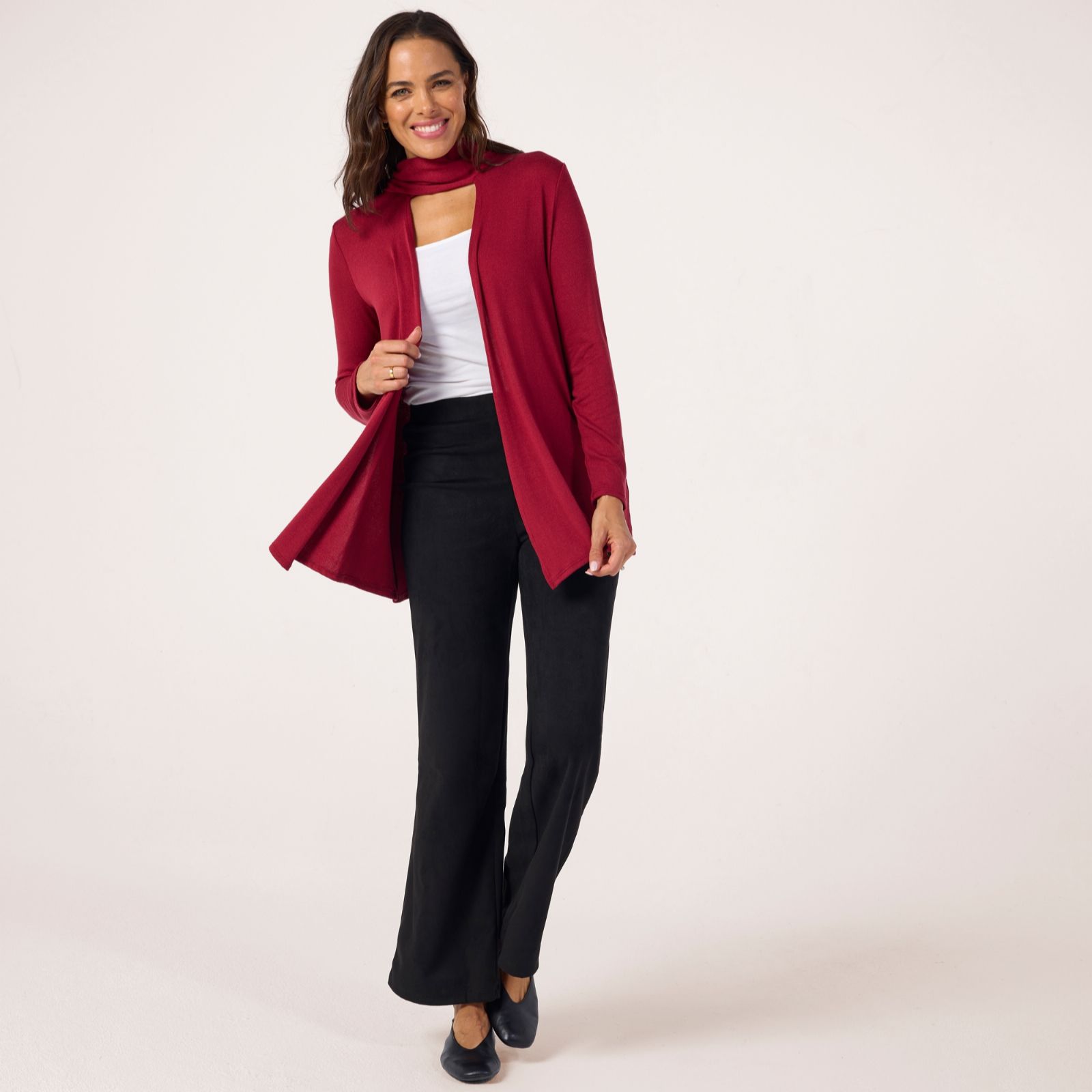 Kim & Co Fine Sweater Knit Scarf Cardigan