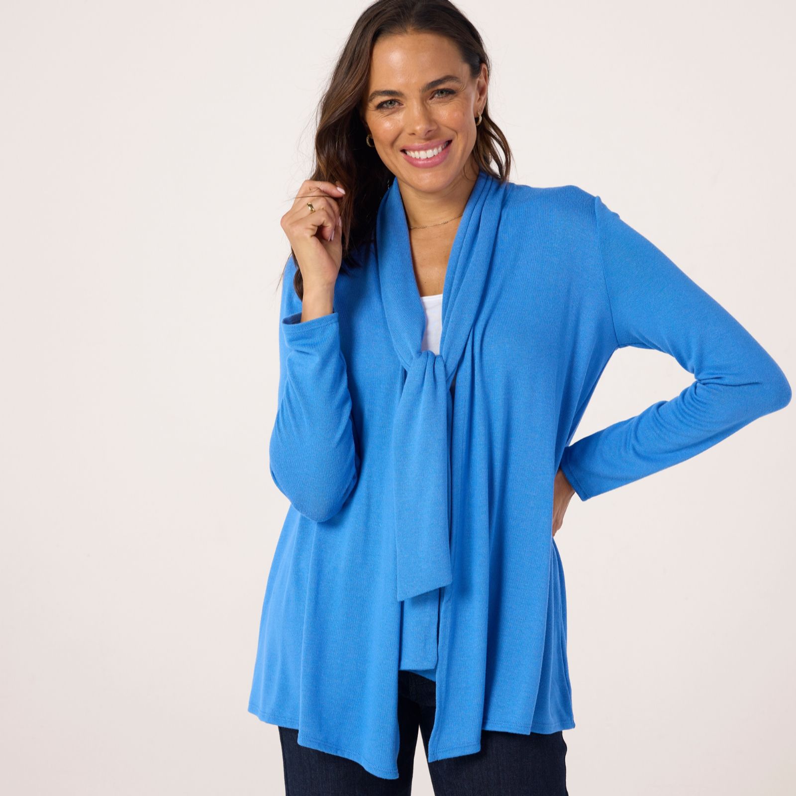 Kim & Co Fine Sweater Knit Scarf Cardigan