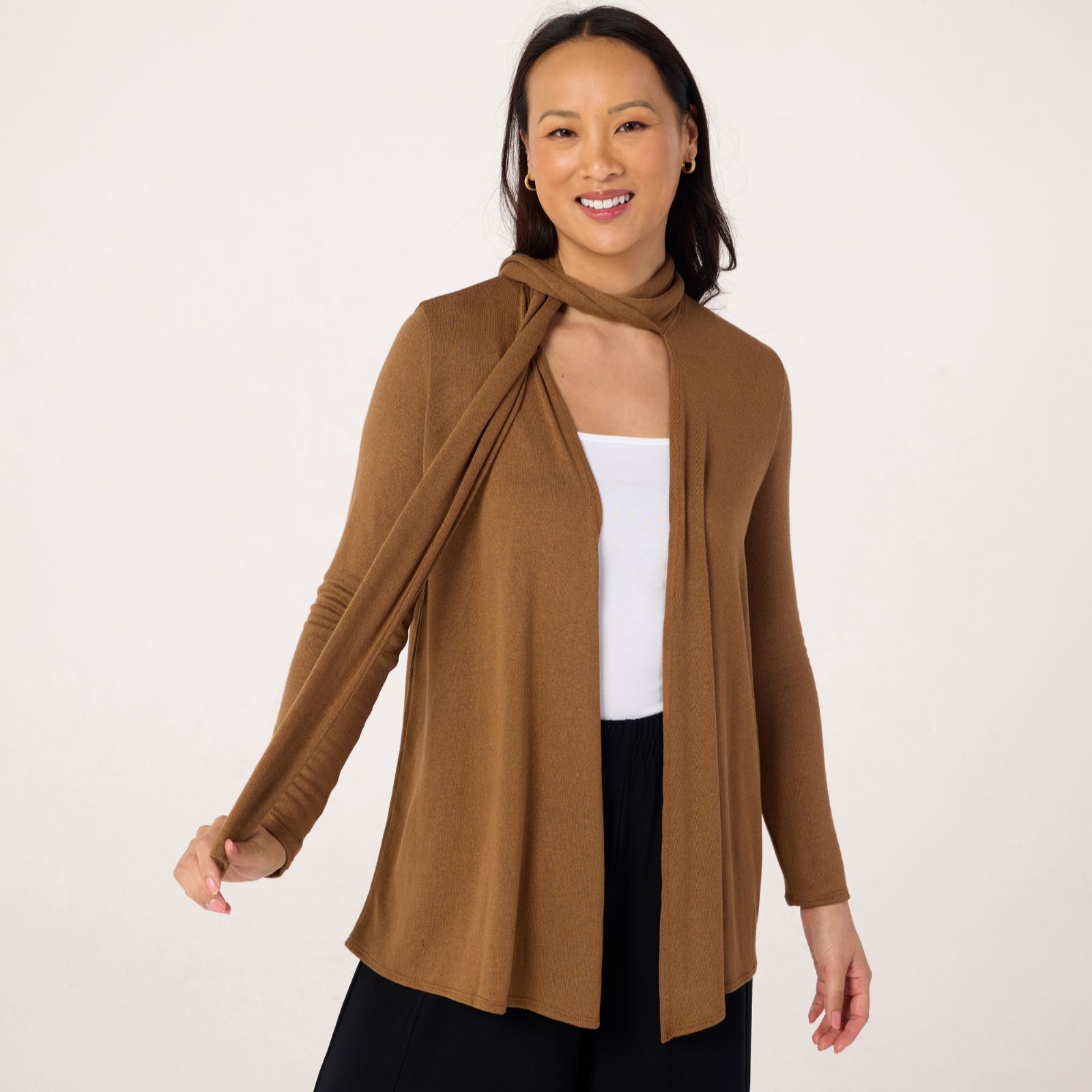 Kim & Co Fine Sweater Knit Scarf Cardigan