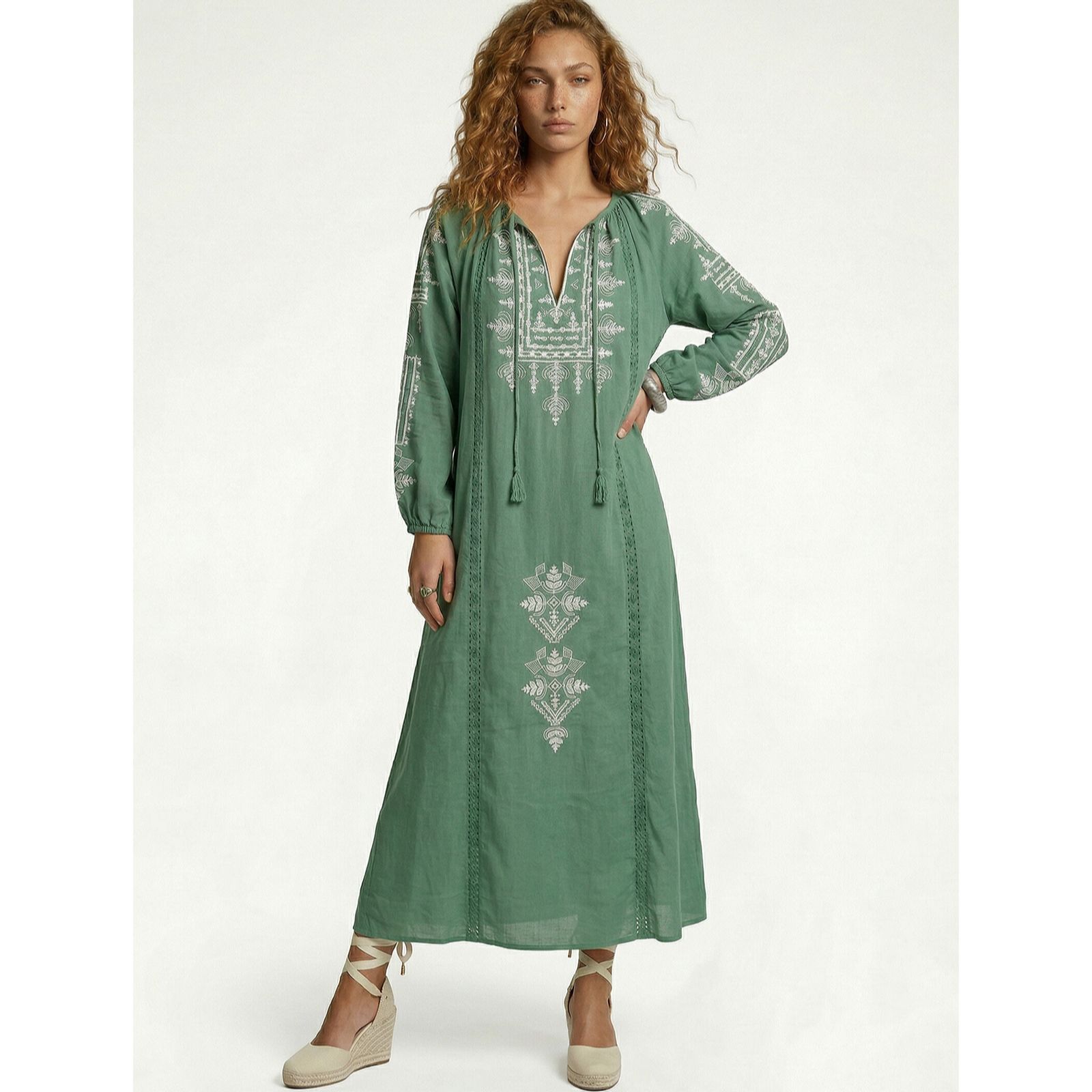 Raffya Aurelia Kaftan Embroidered Maxi Dress