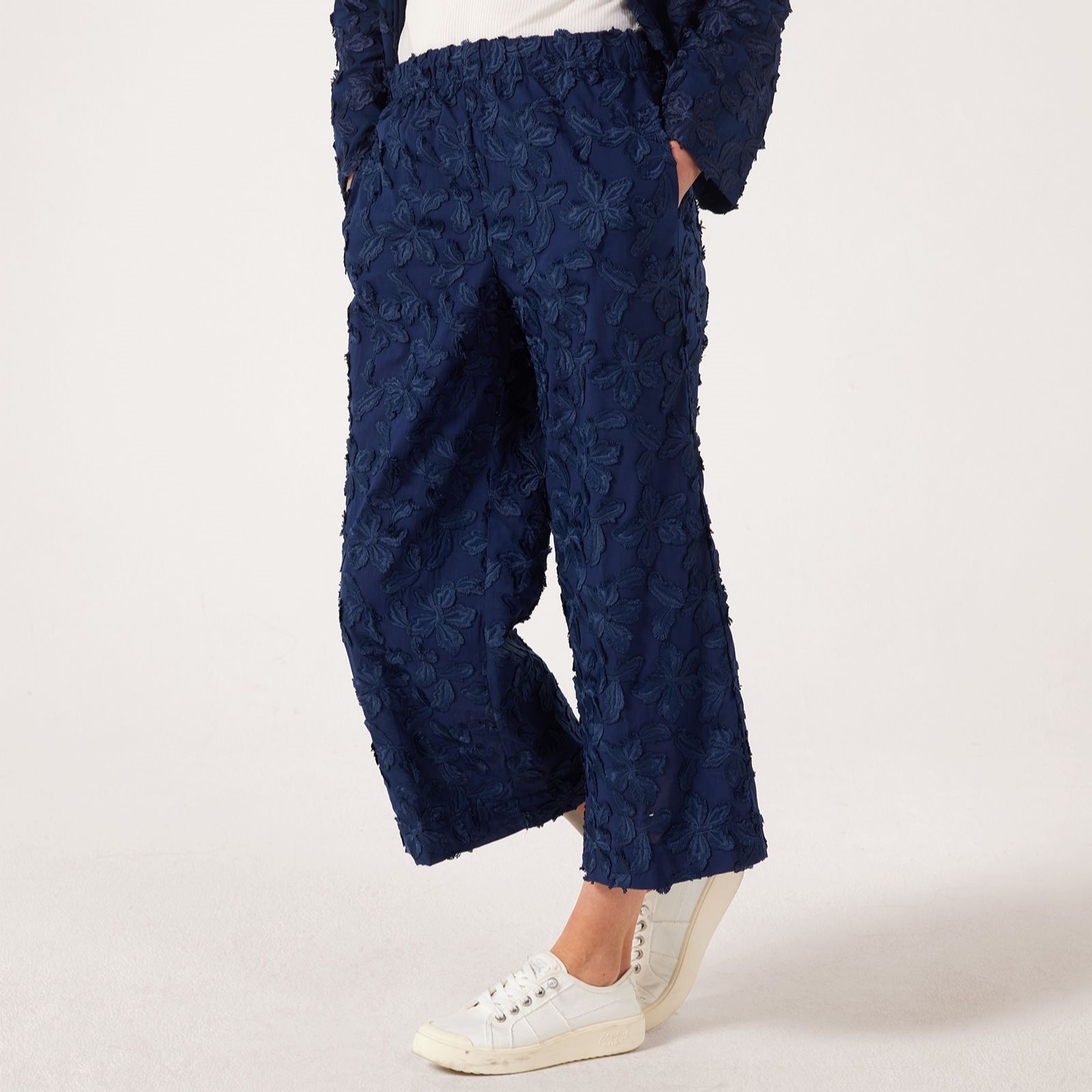 MarlaWynne Collection Novelty Clip Jacquard Wide Leg Trousers