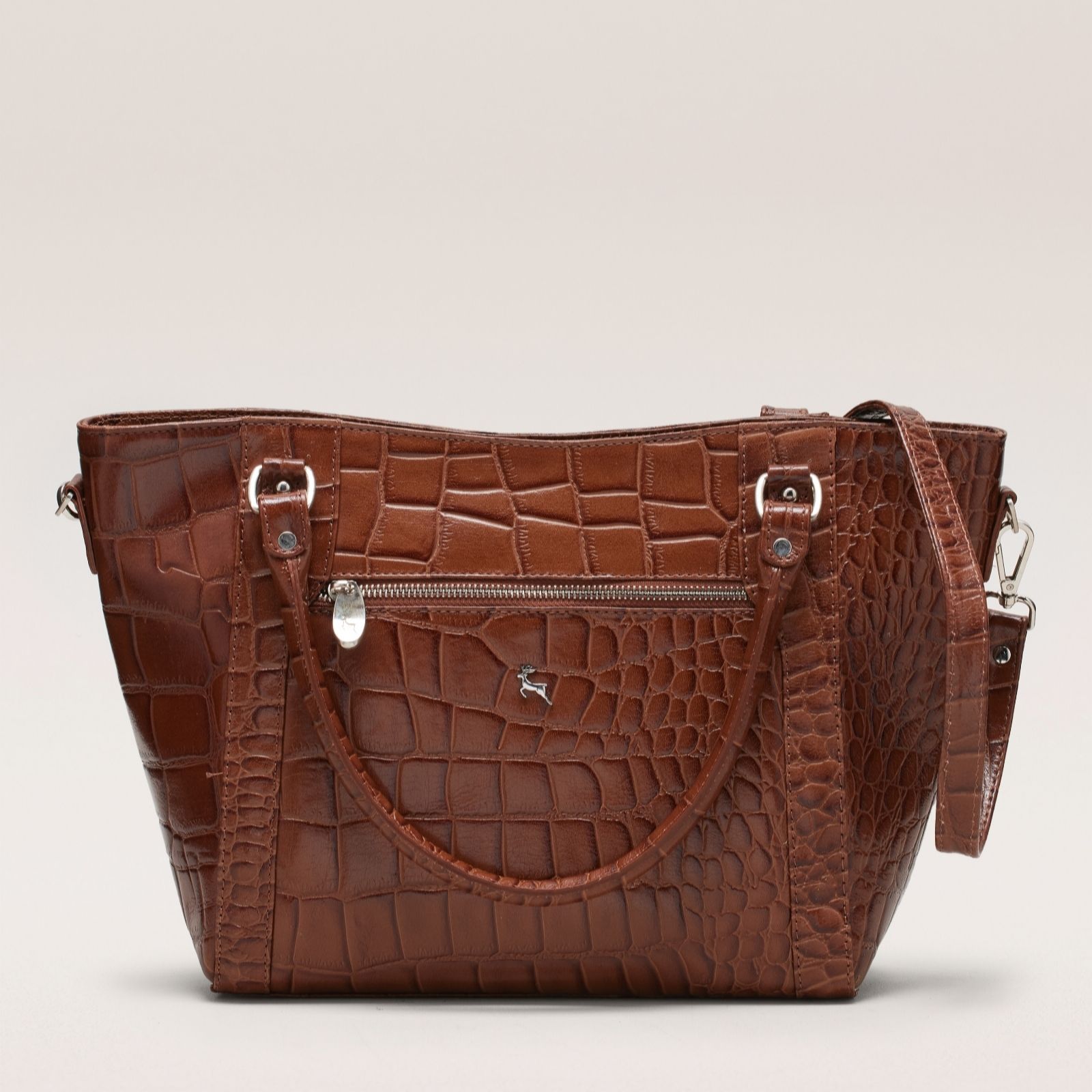 Outlet Ashwood  Linda Large Croc Leather Shoulder Bag