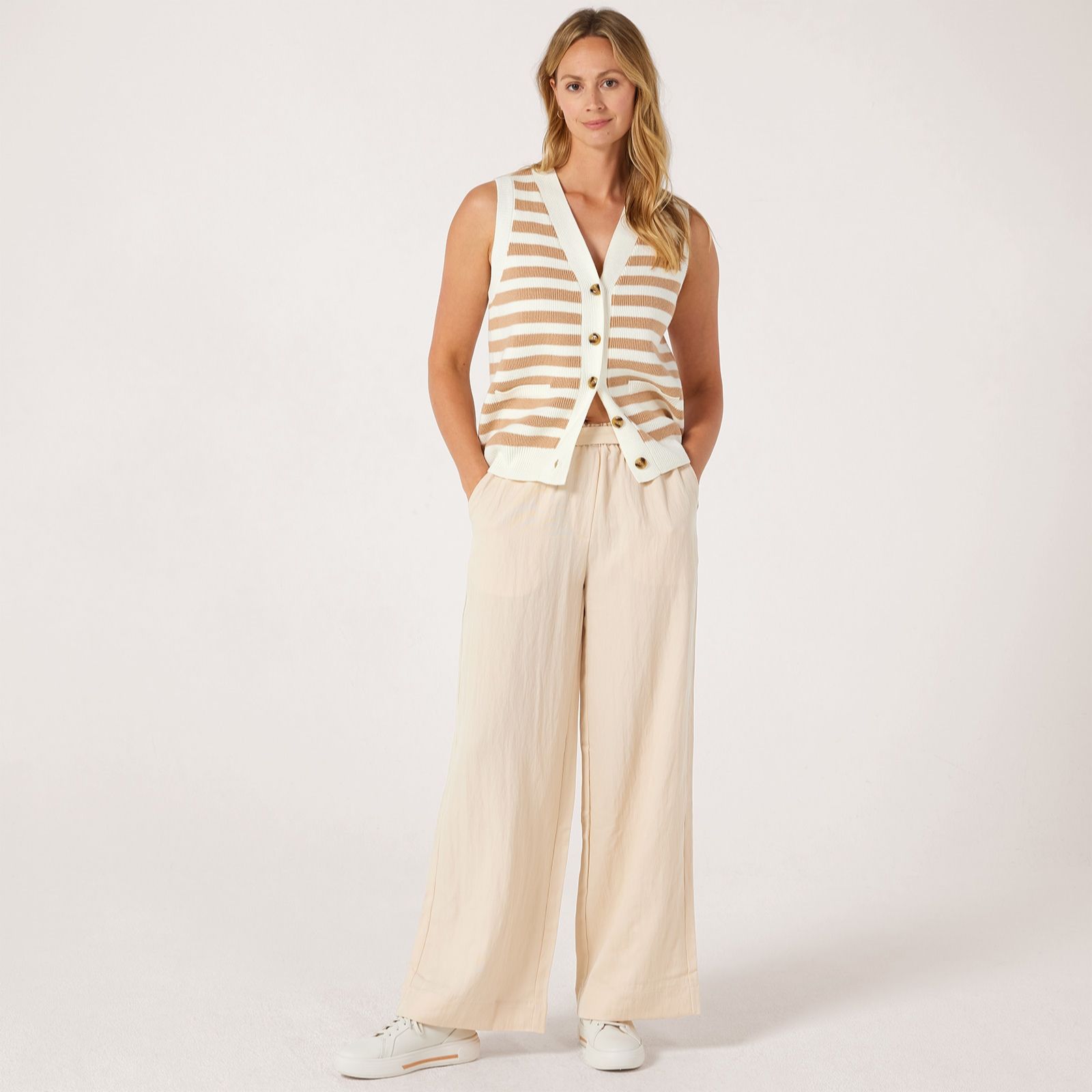 MarlaWynne Collection Crinkle Twill Wide Leg Trousers