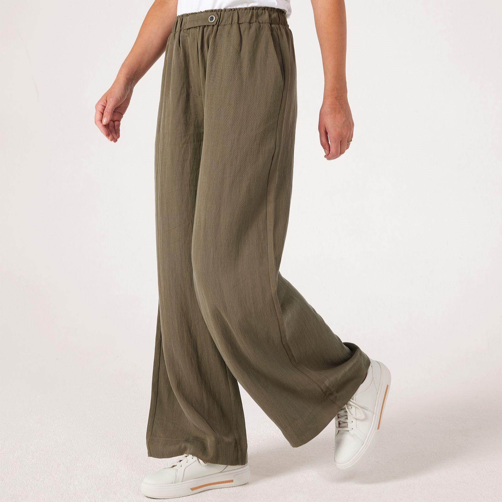 MarlaWynne Collection Crinkle Twill Wide Leg Trousers