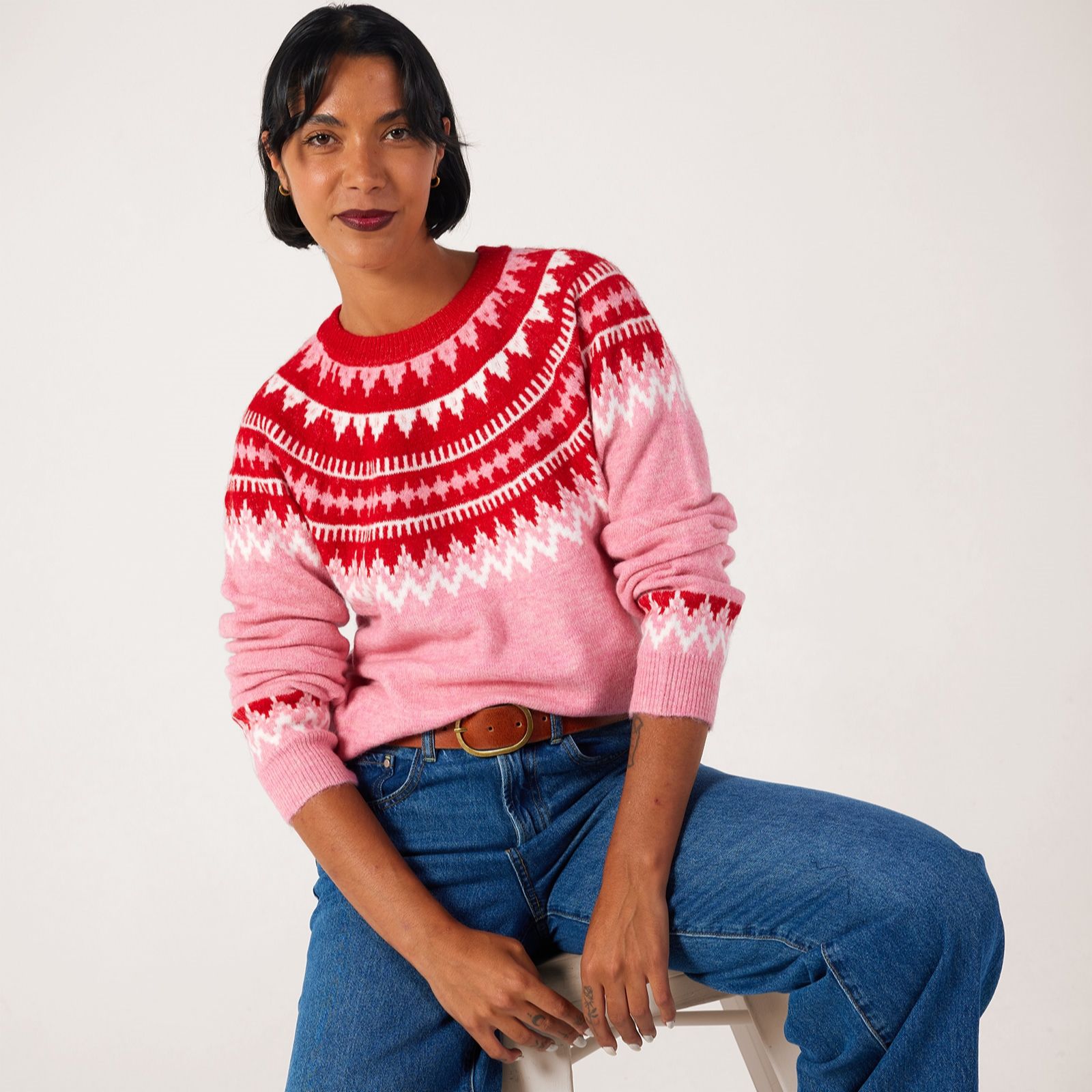 Only Helena Round Neck Fairisle Jumper