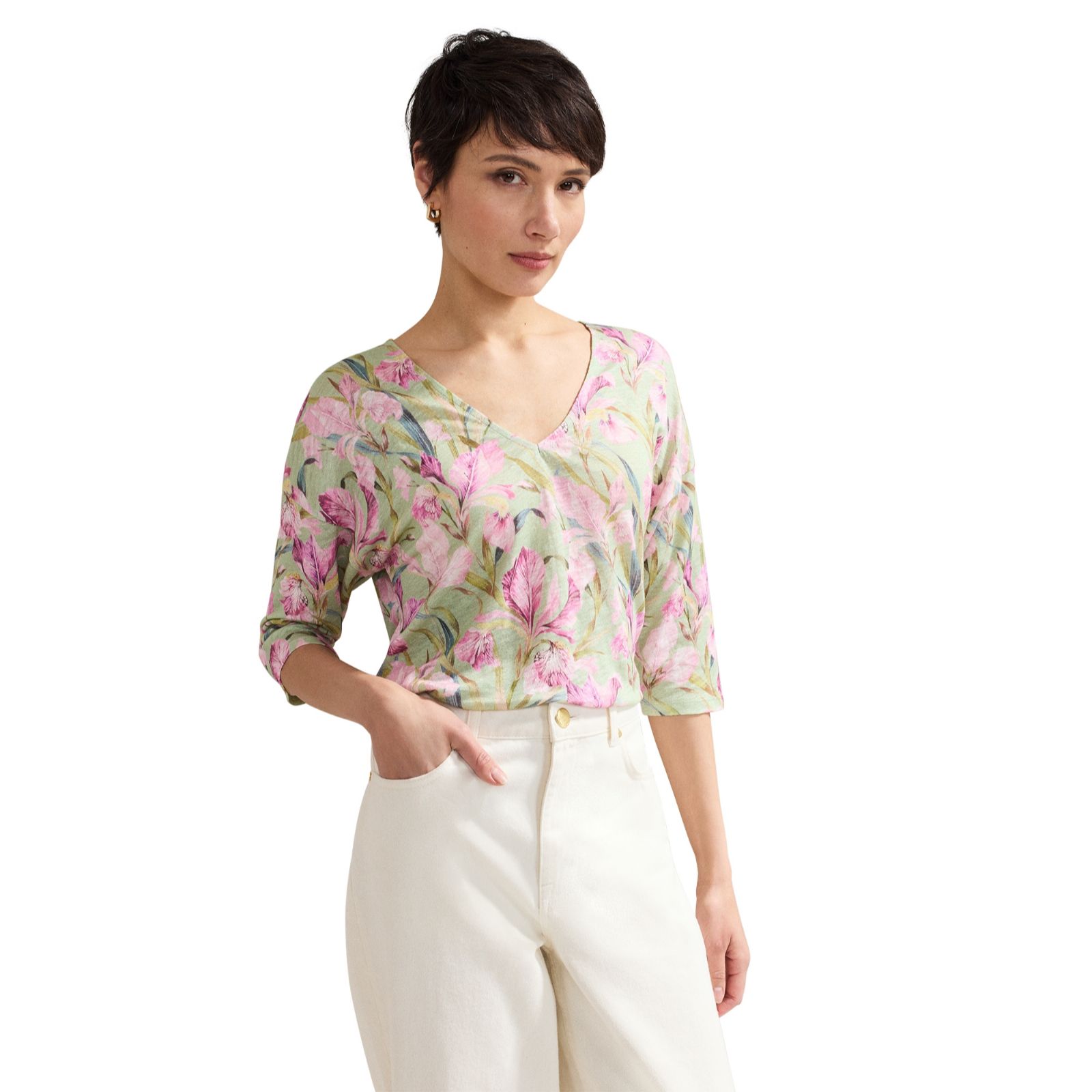 Phase Eight Flossie Linen Floral Print Top
