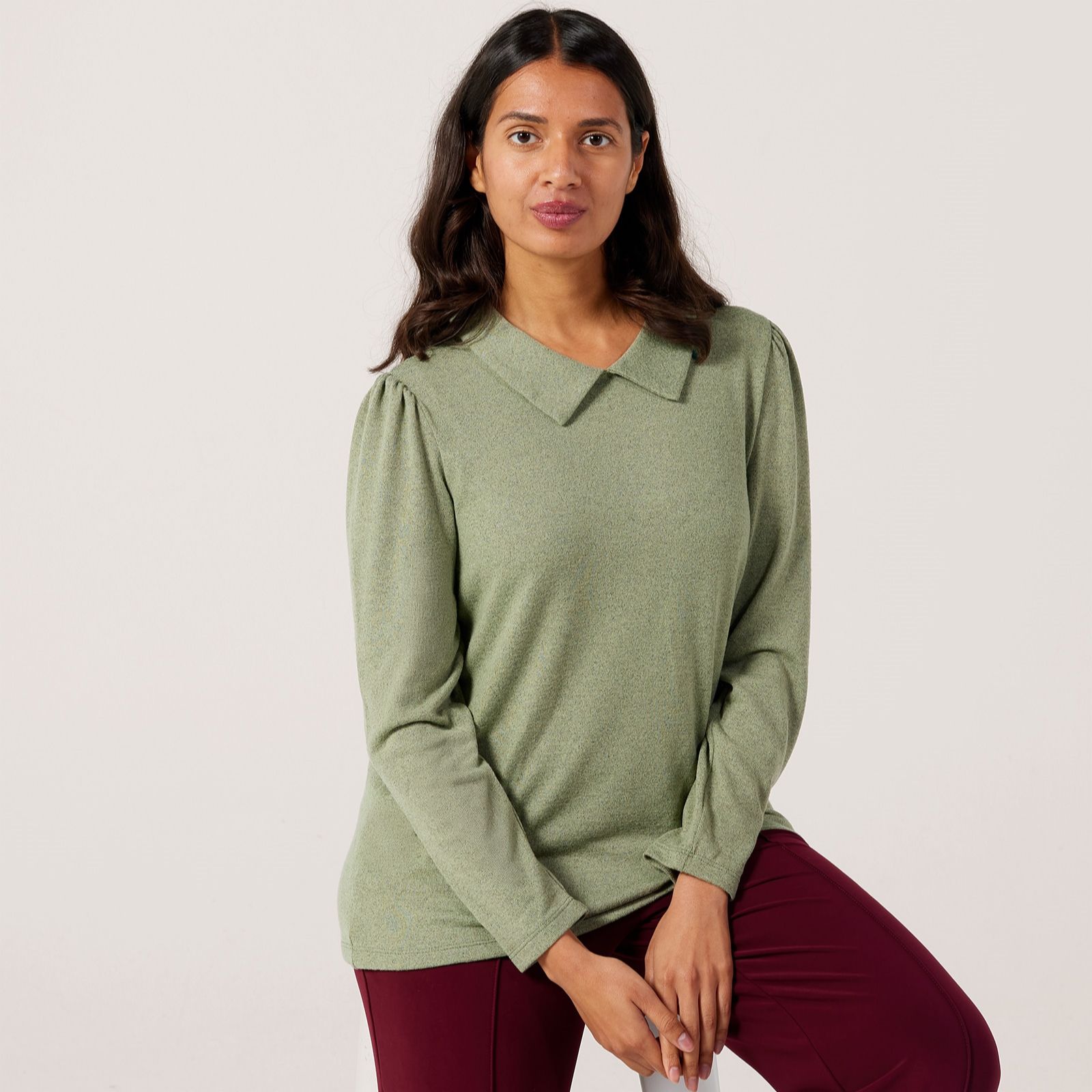Kim & Co Soft Touch Long Sleeve Collar Top