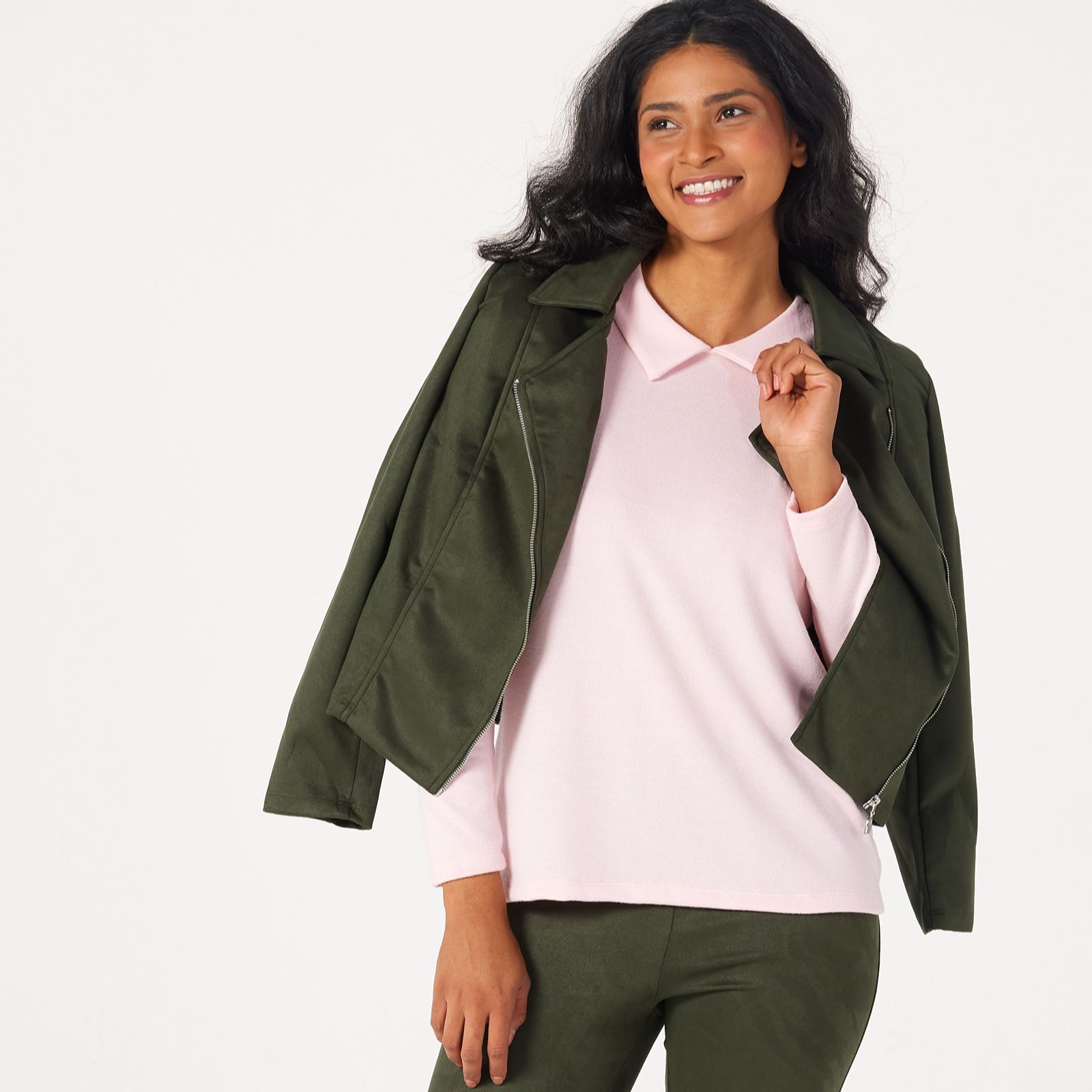 Kim & Co Soft Touch Long Sleeve Collar Top