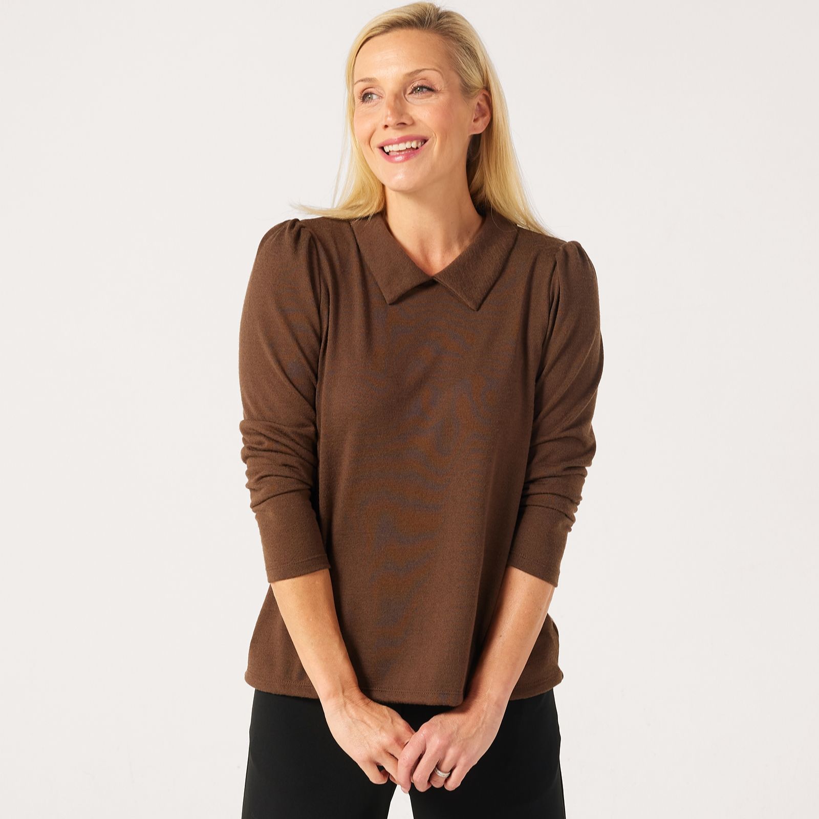 Kim & Co Soft Touch Long Sleeve Collar Top