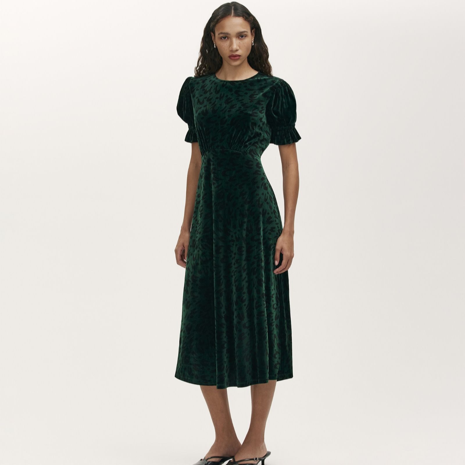 Finery London Mela Velvet Animal Print Dress Regular