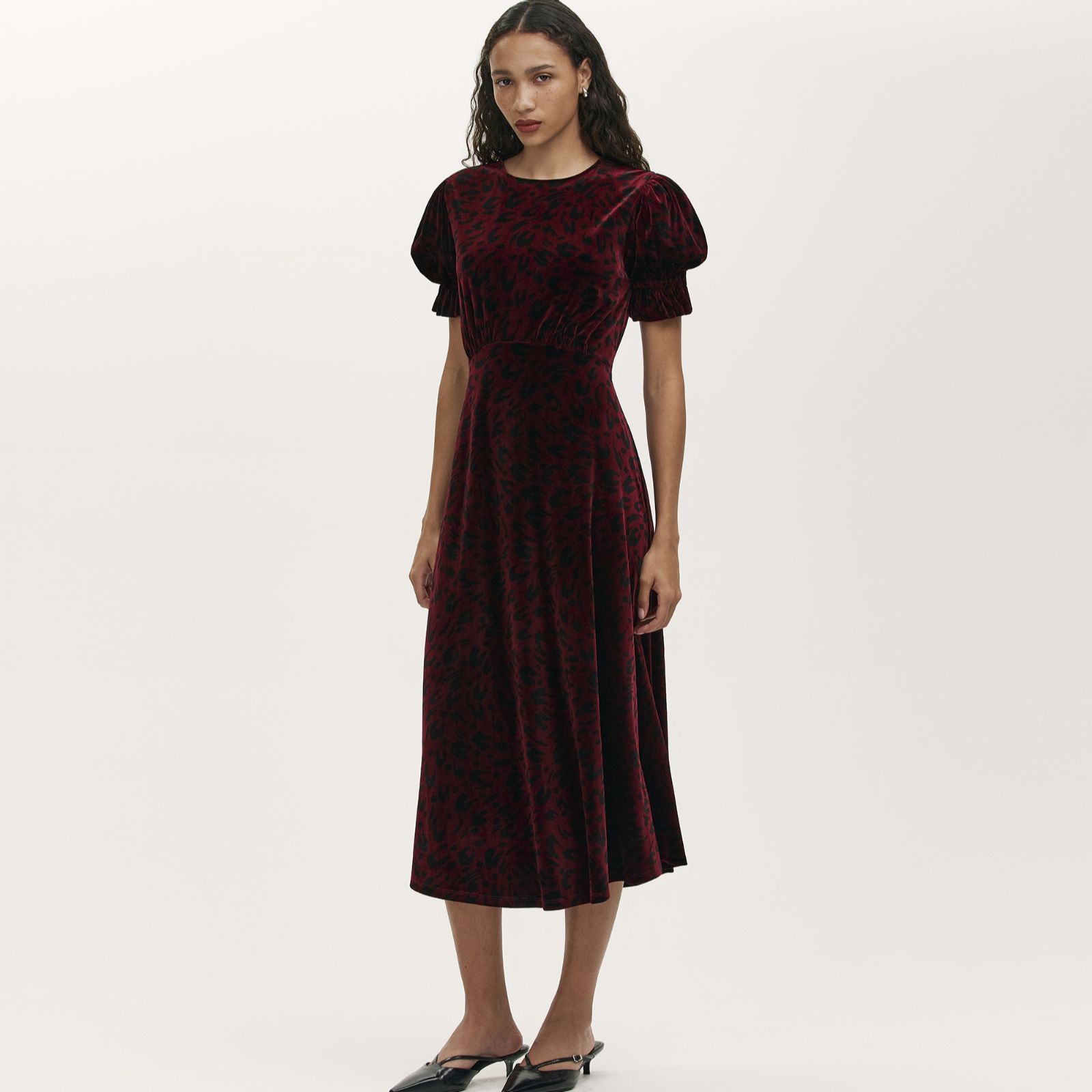 Finery London Mela Velvet Animal Print Dress Regular