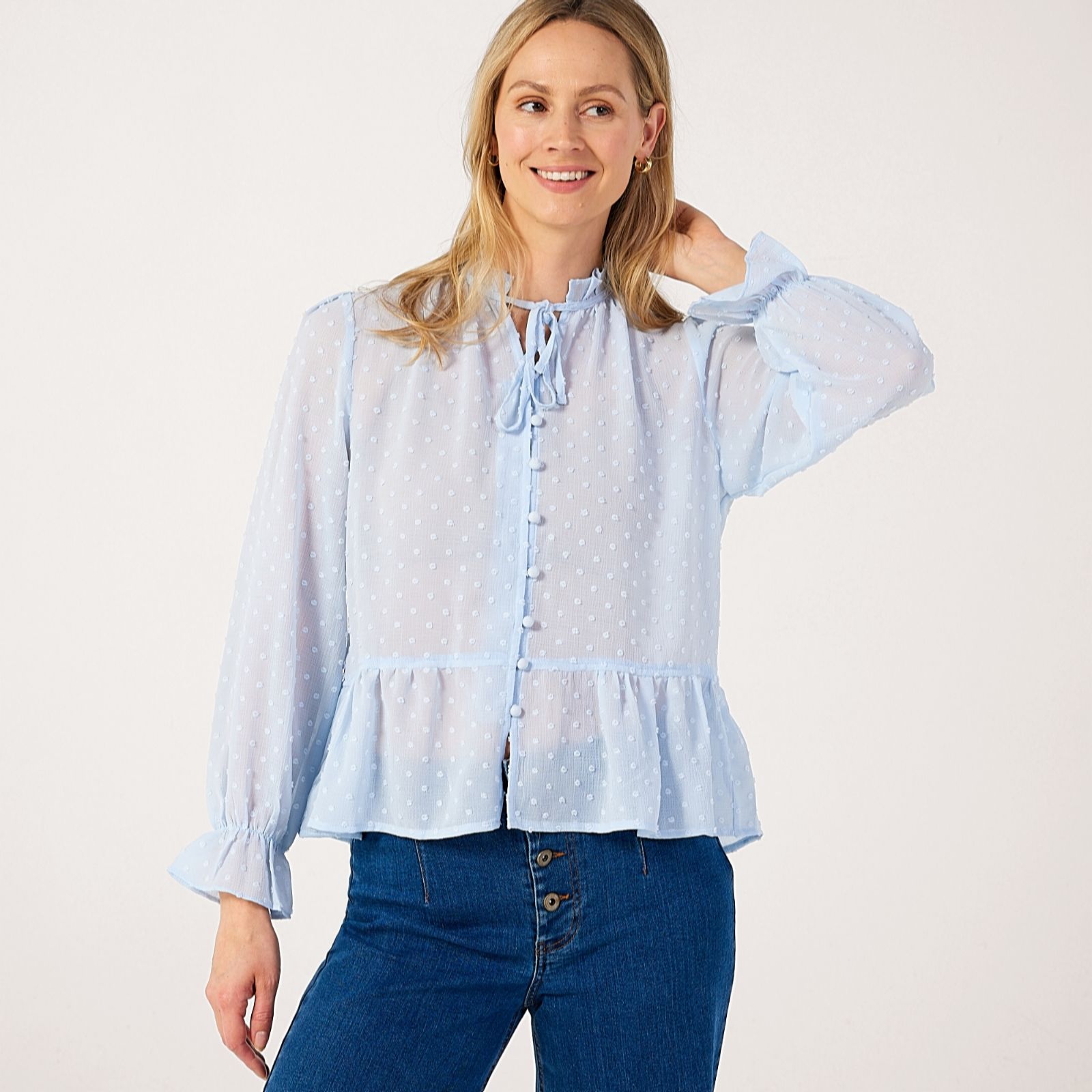 Izabel London Dobby Peplum Blouse