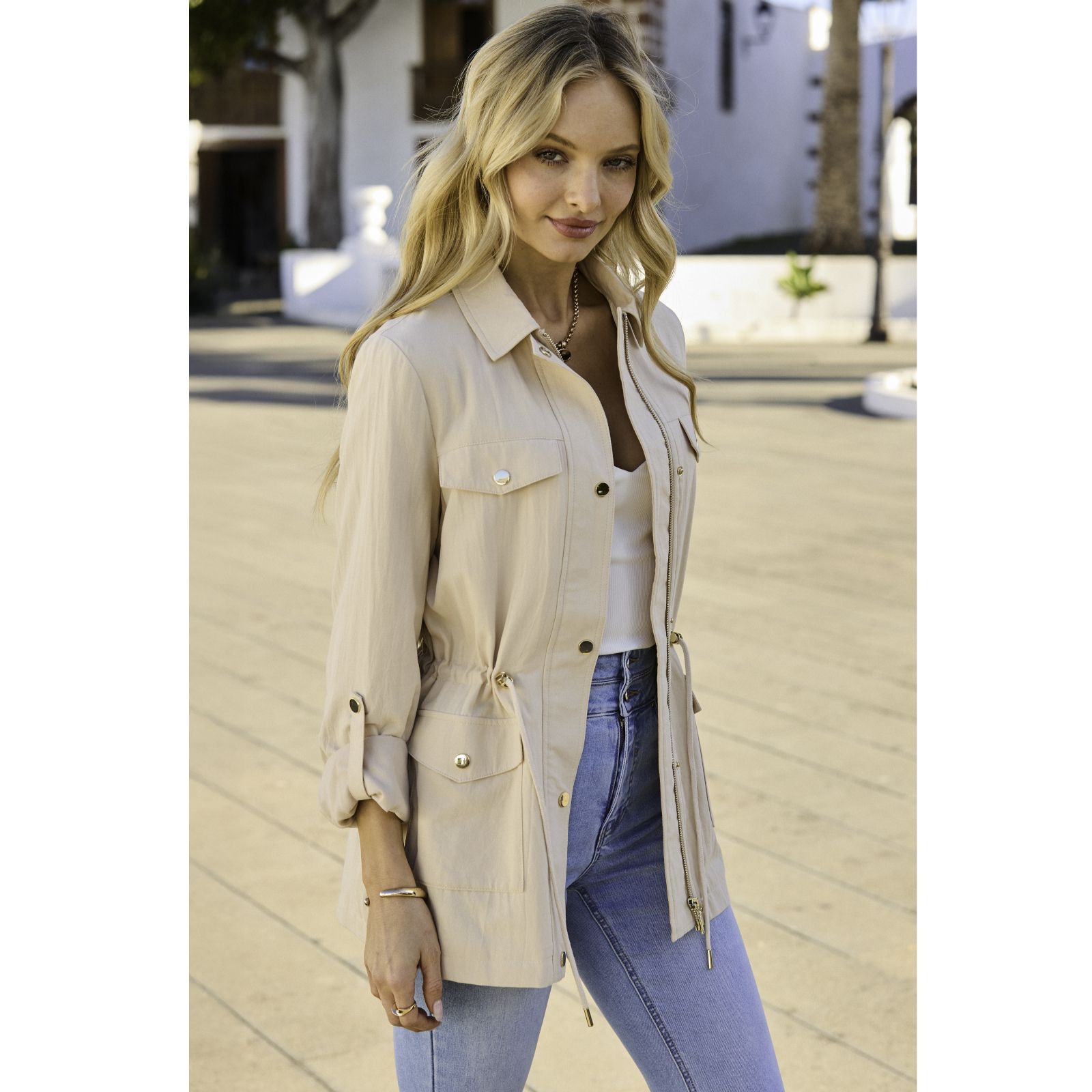 Sosandar Cinched Waist Light Weight Summer Jacket