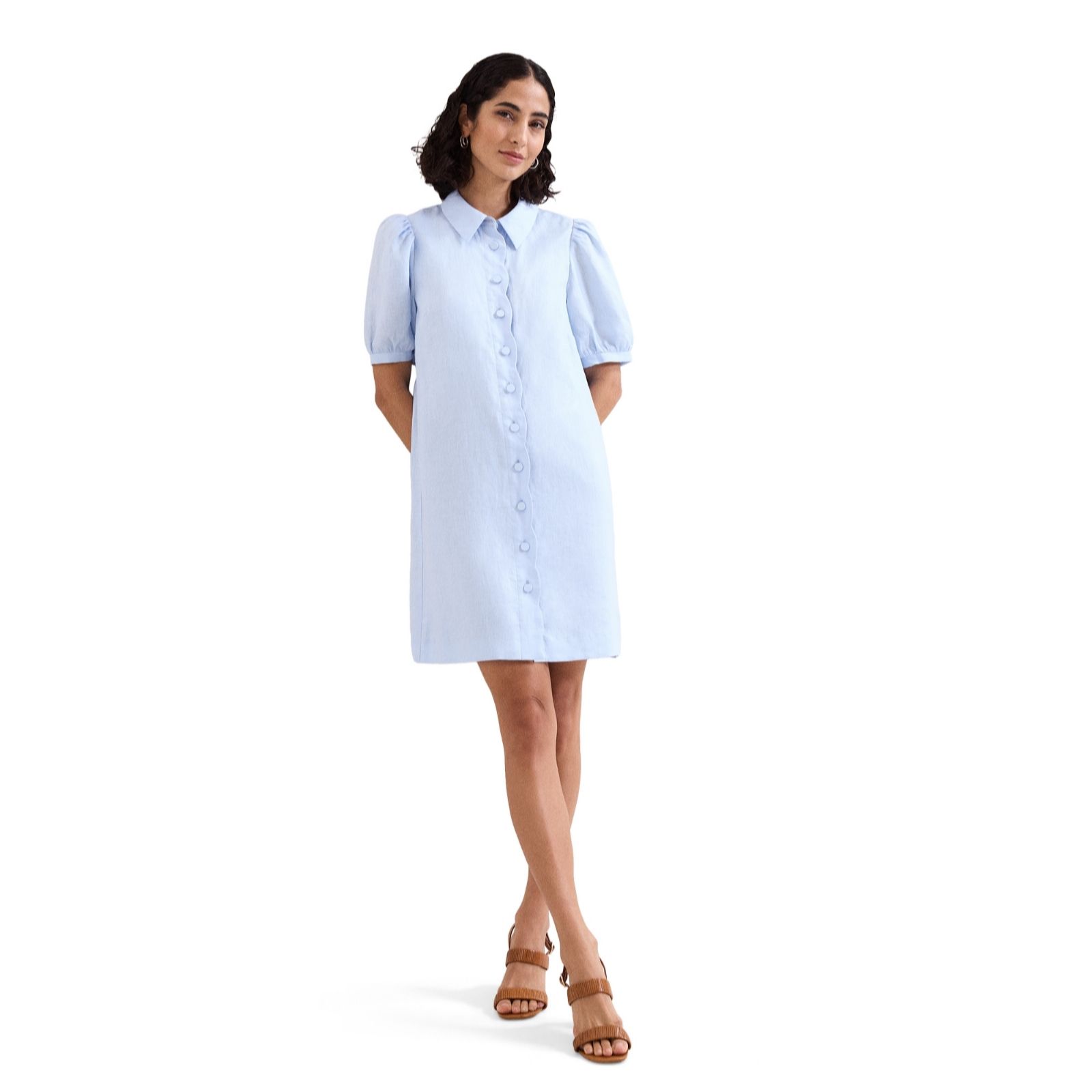 Phase Eight Linen Pale Blue Candice Dress