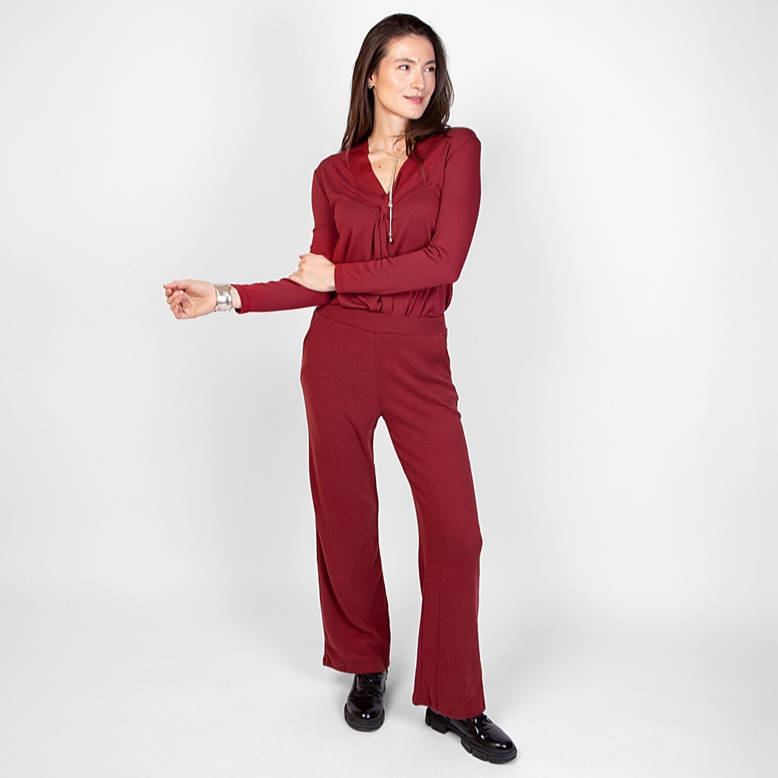 Kim & Co Luxe Knit Grace Straight Leg Petite Trousers