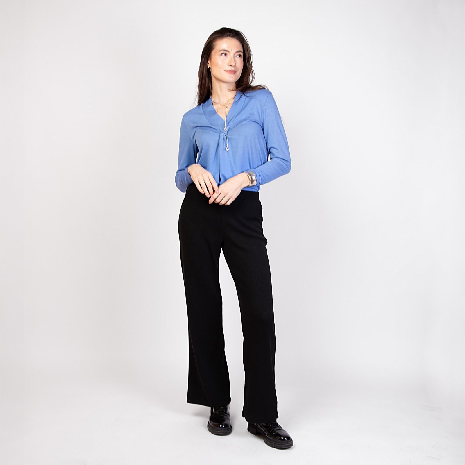 Kim & Co Luxe Knit Grace Straight Leg Petite Trousers