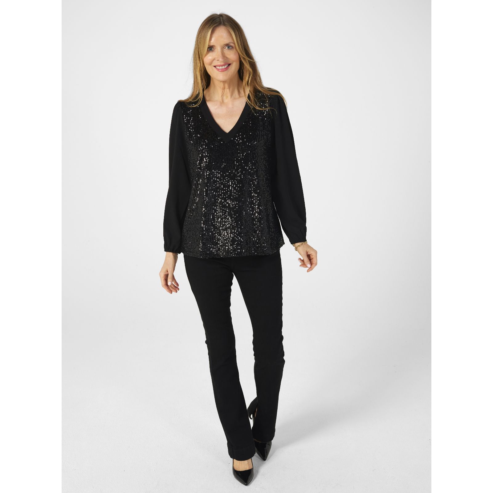 Ruth Langsford Sequin Front Blouse - QVC UK