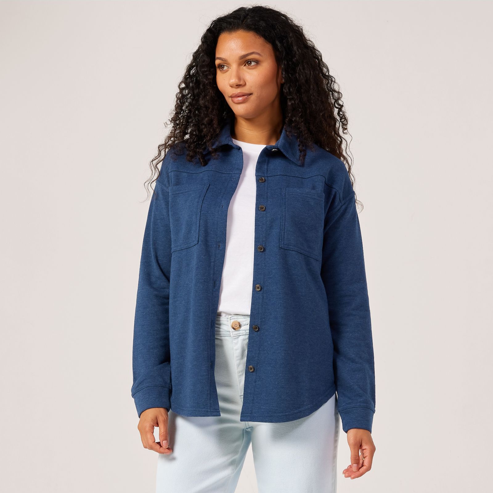 Cuddl Dudds Denim Wash Knit Shacket