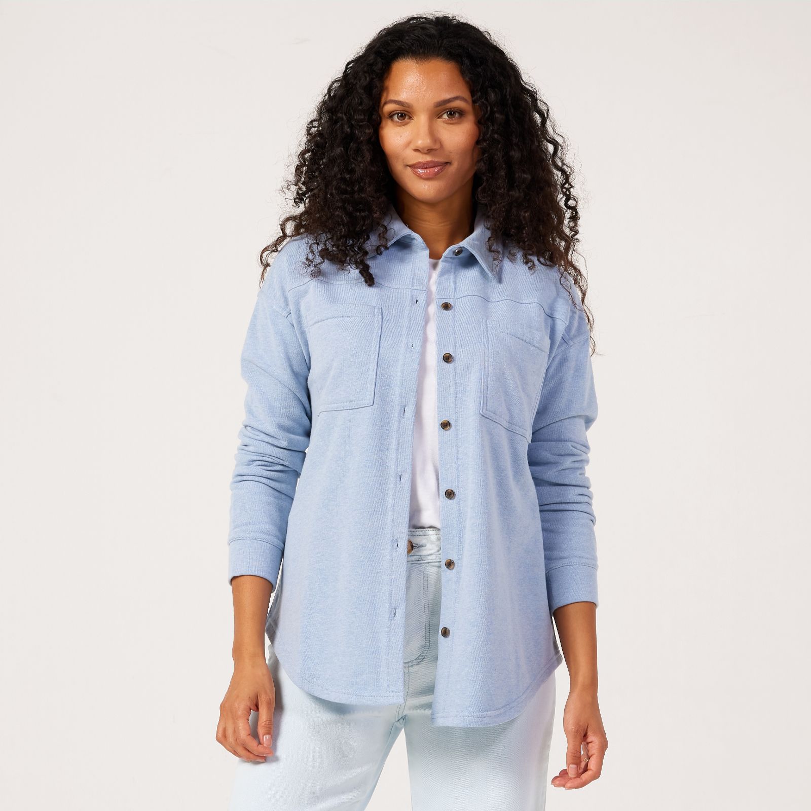 Cuddl Dudds Denim Wash Knit Shacket