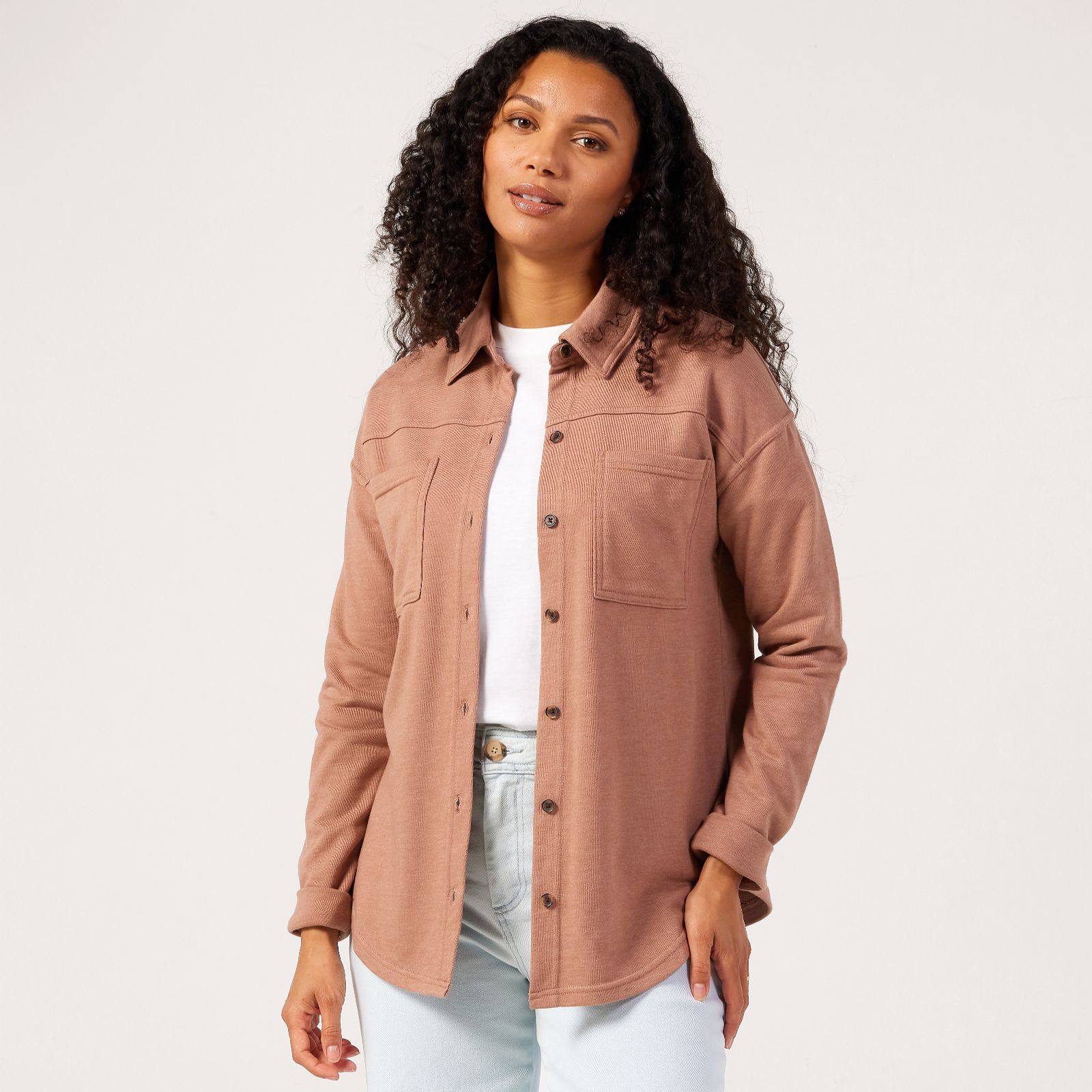Cuddl Dudds Denim Wash Knit Shacket