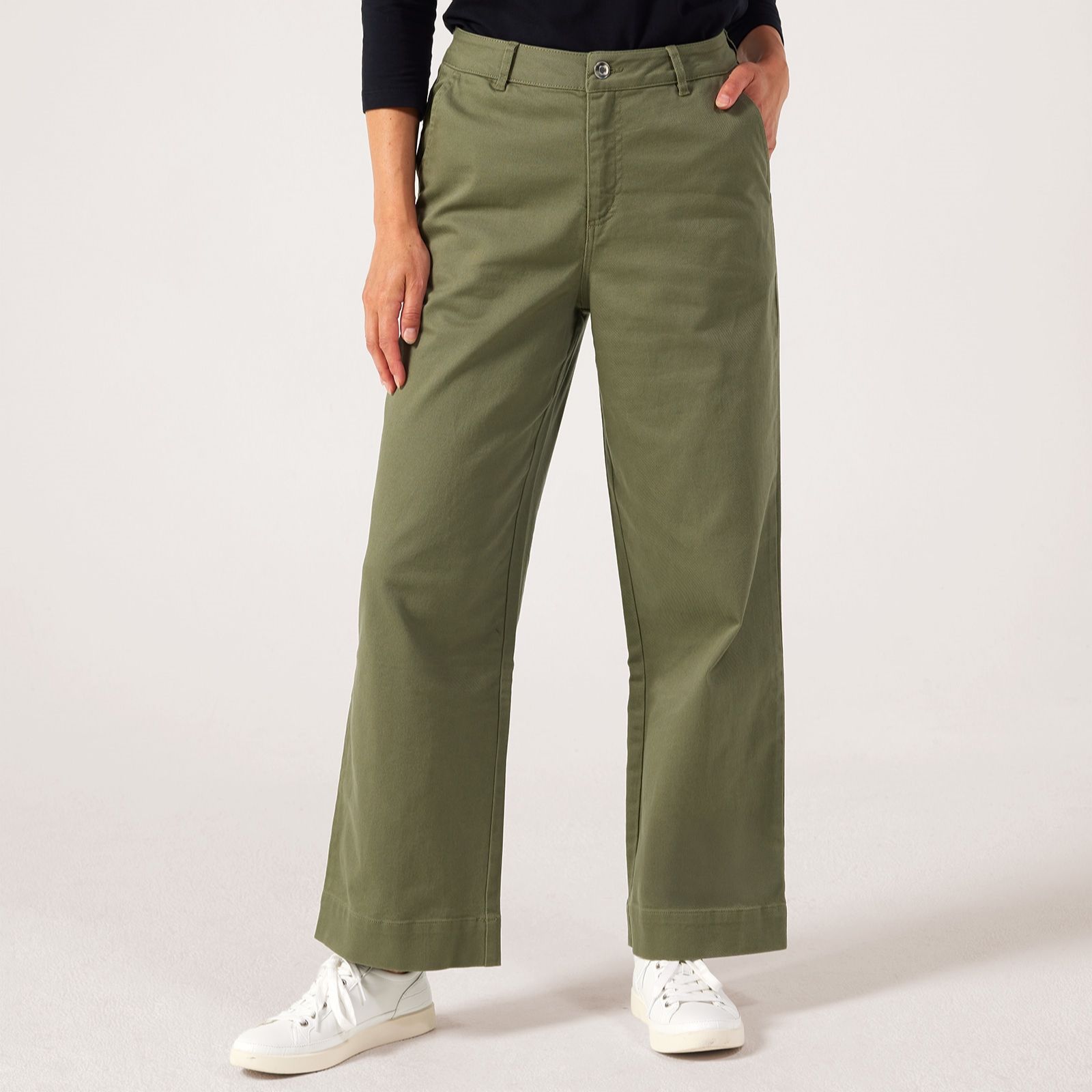 Denim & Co. Twill Wide Leg Jean Petite
