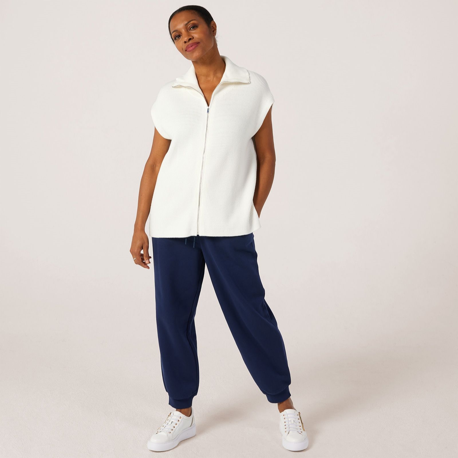 Denim & Co. Zip Through Collared Vest