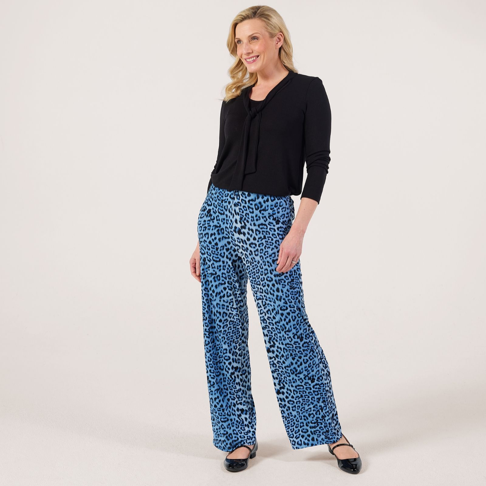 Kim & Co Printed Poly Slinky Straight Leg Standard Trousers