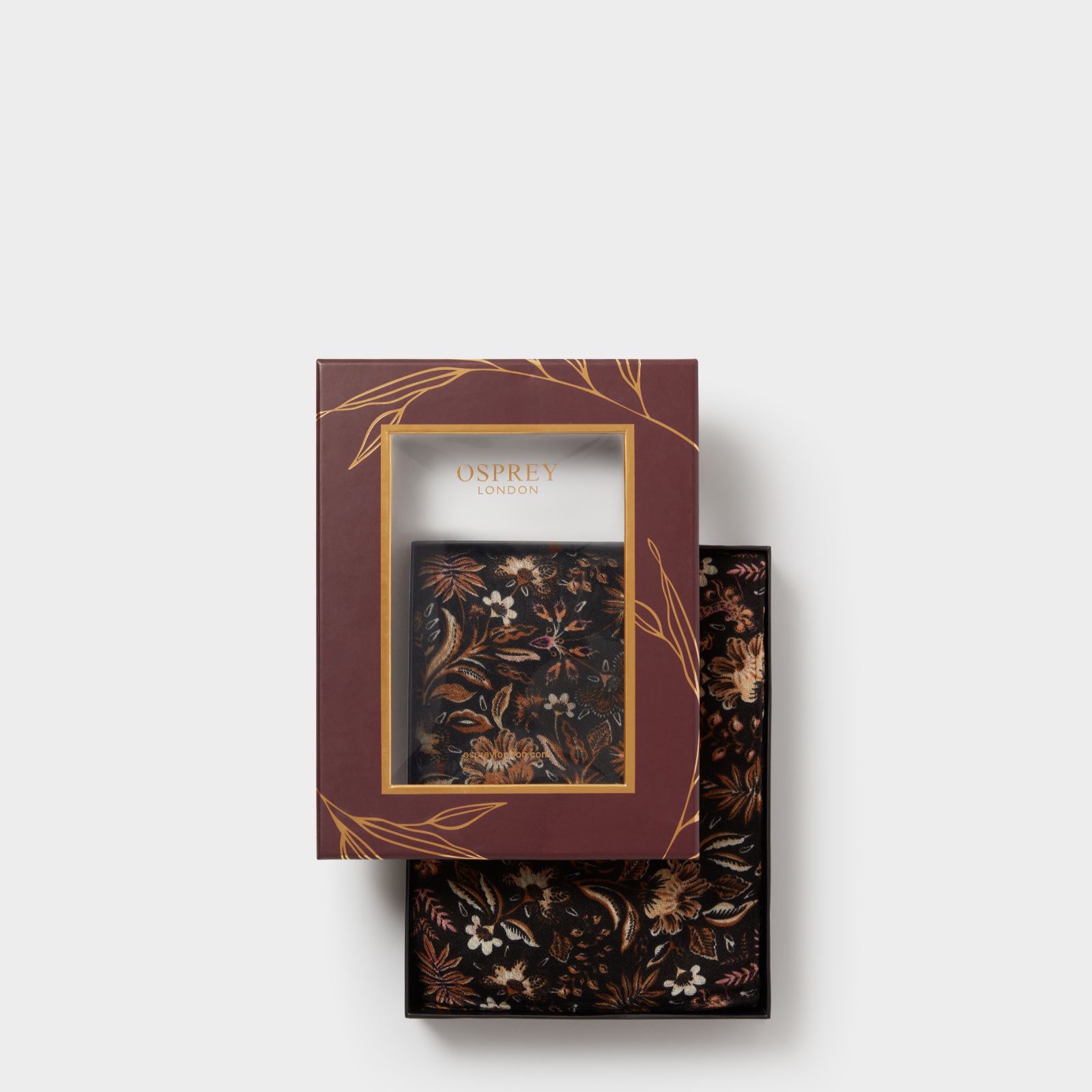 Osprey London Rosewood Garden boxed scarf