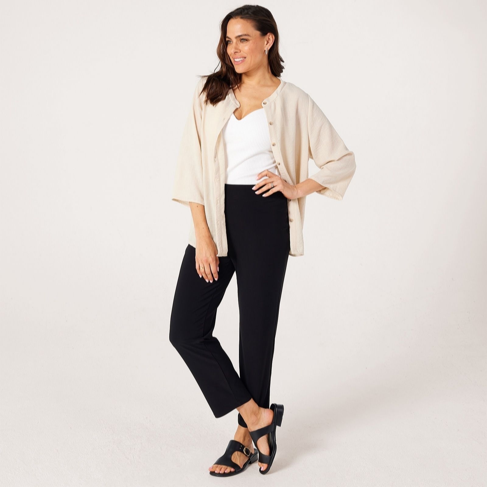 Kim & Co Deluxe Brazil Jersey Ankle Length Narrow Leg Petite Trousers