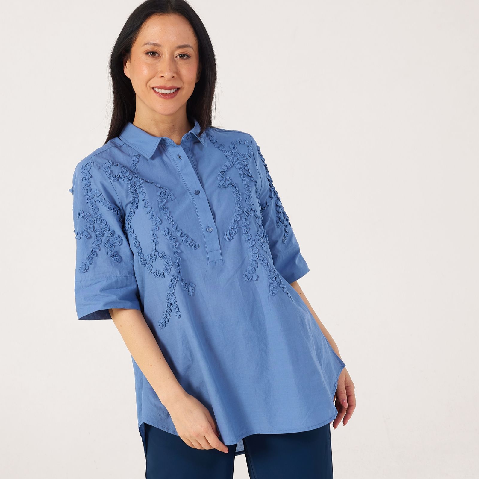 Masai Copenhagen Ginovelle Cotton Bias Cut Emrodiered Top