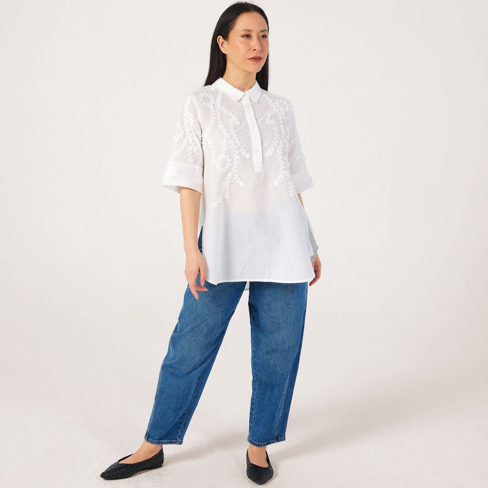 Masai Copenhagen Ginovelle Cotton Bias Cut Emrodiered Top