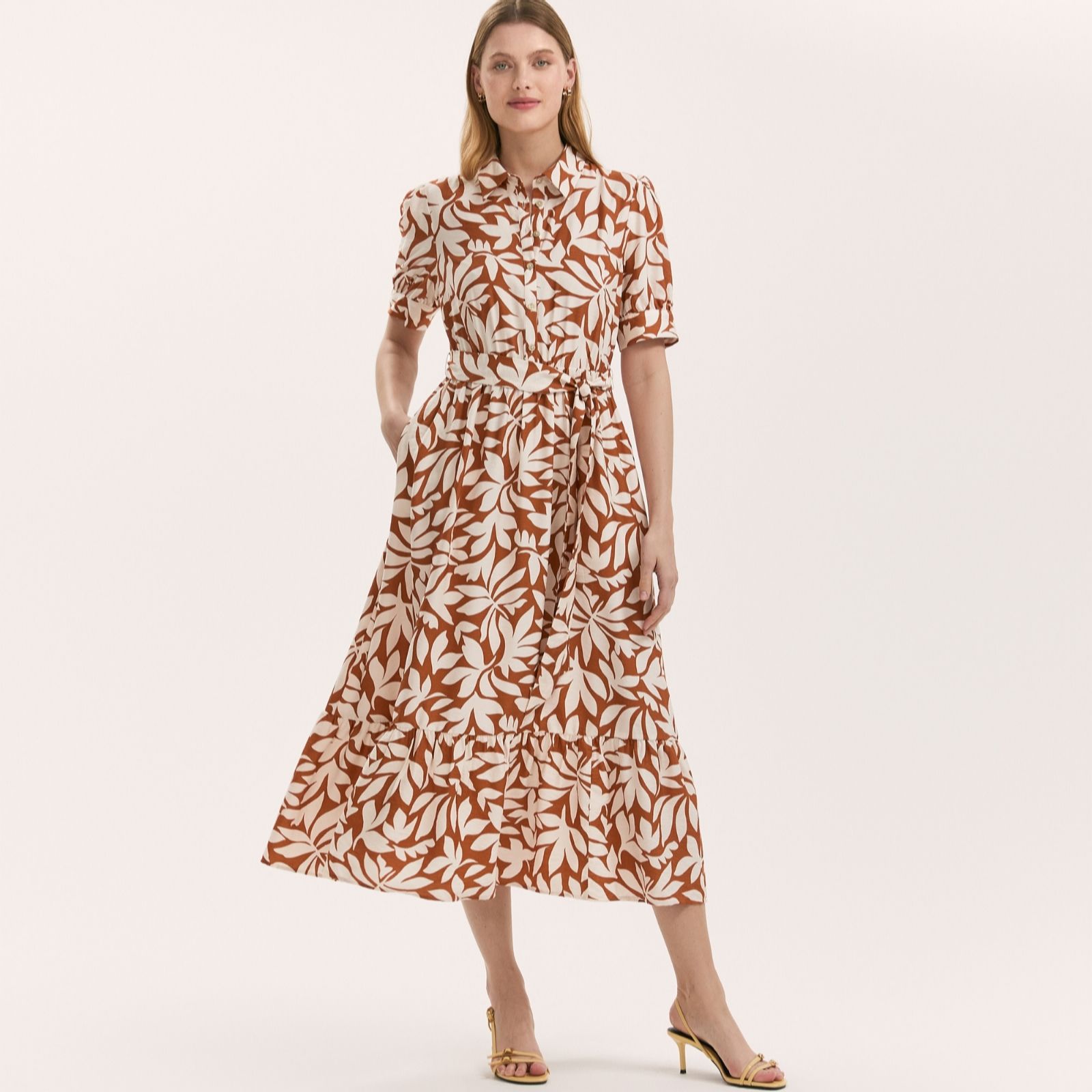 Finery London Liana Print Shirt Midi Dress