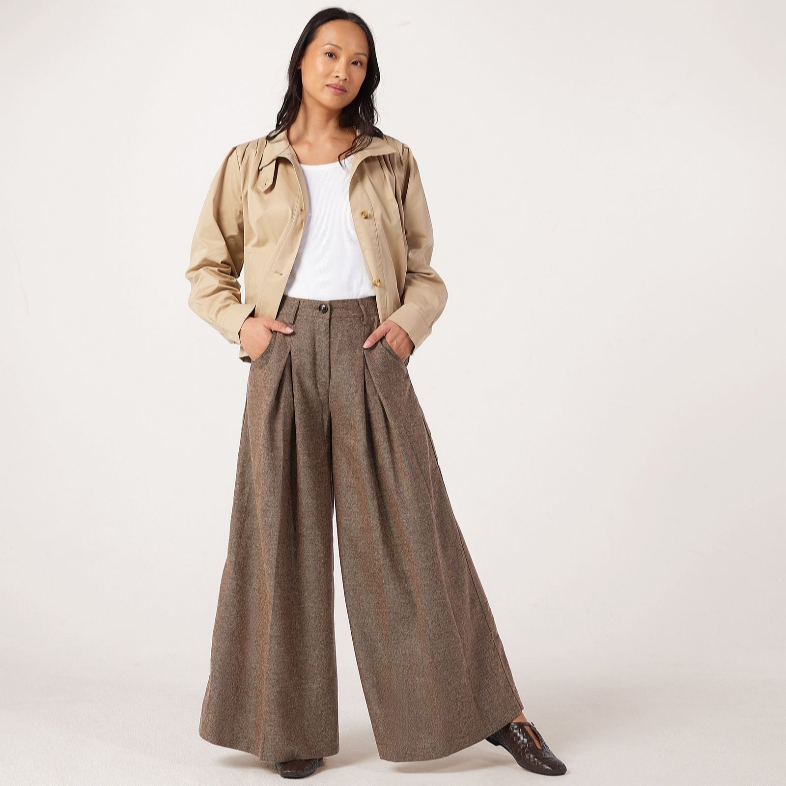 Apricot Inverted Pleat Super Wide Tailored Trousers Short