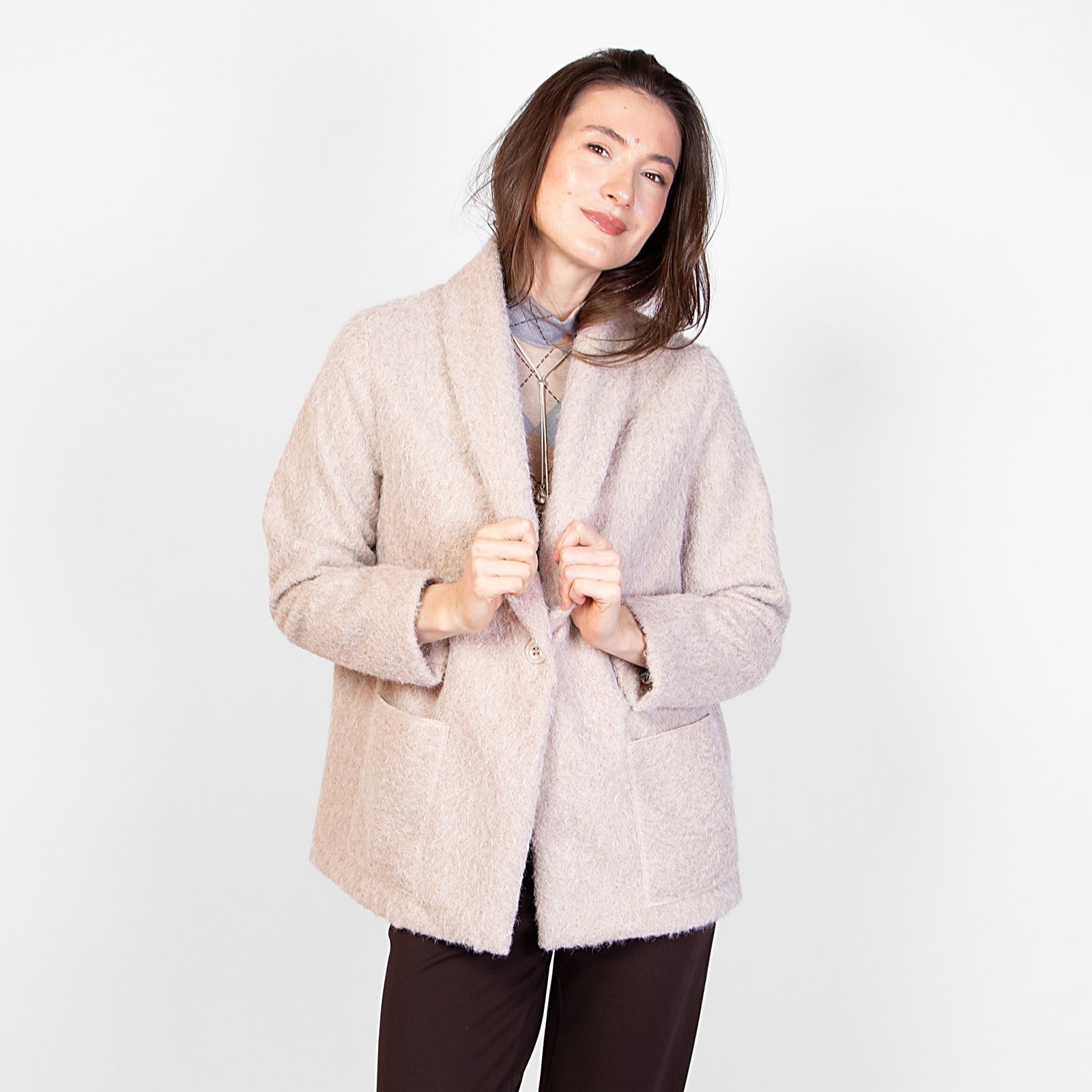 Kim & Co Mohair Look Light Coat With Pockets
