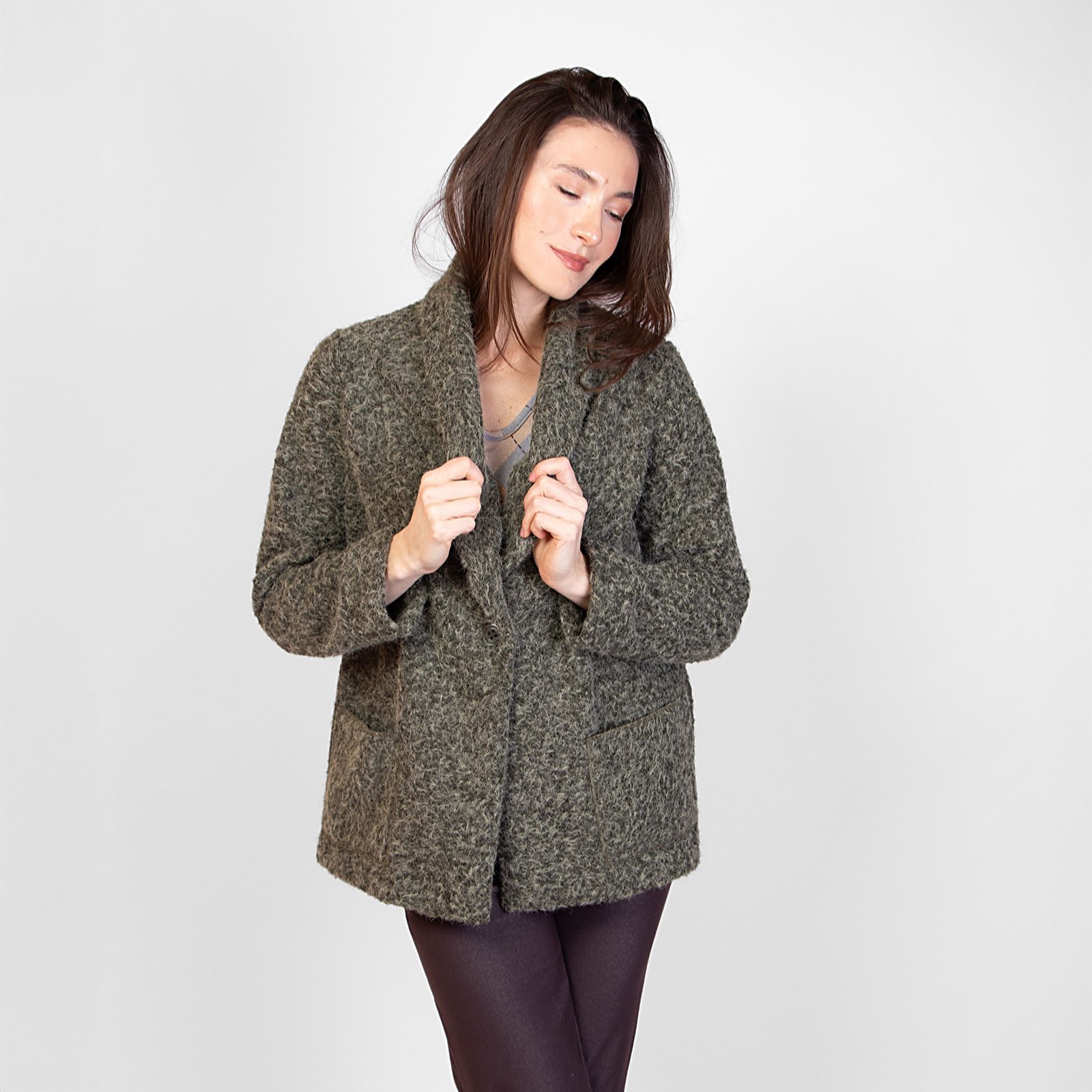 Kim & Co Mohair Look Light Coat With Pockets