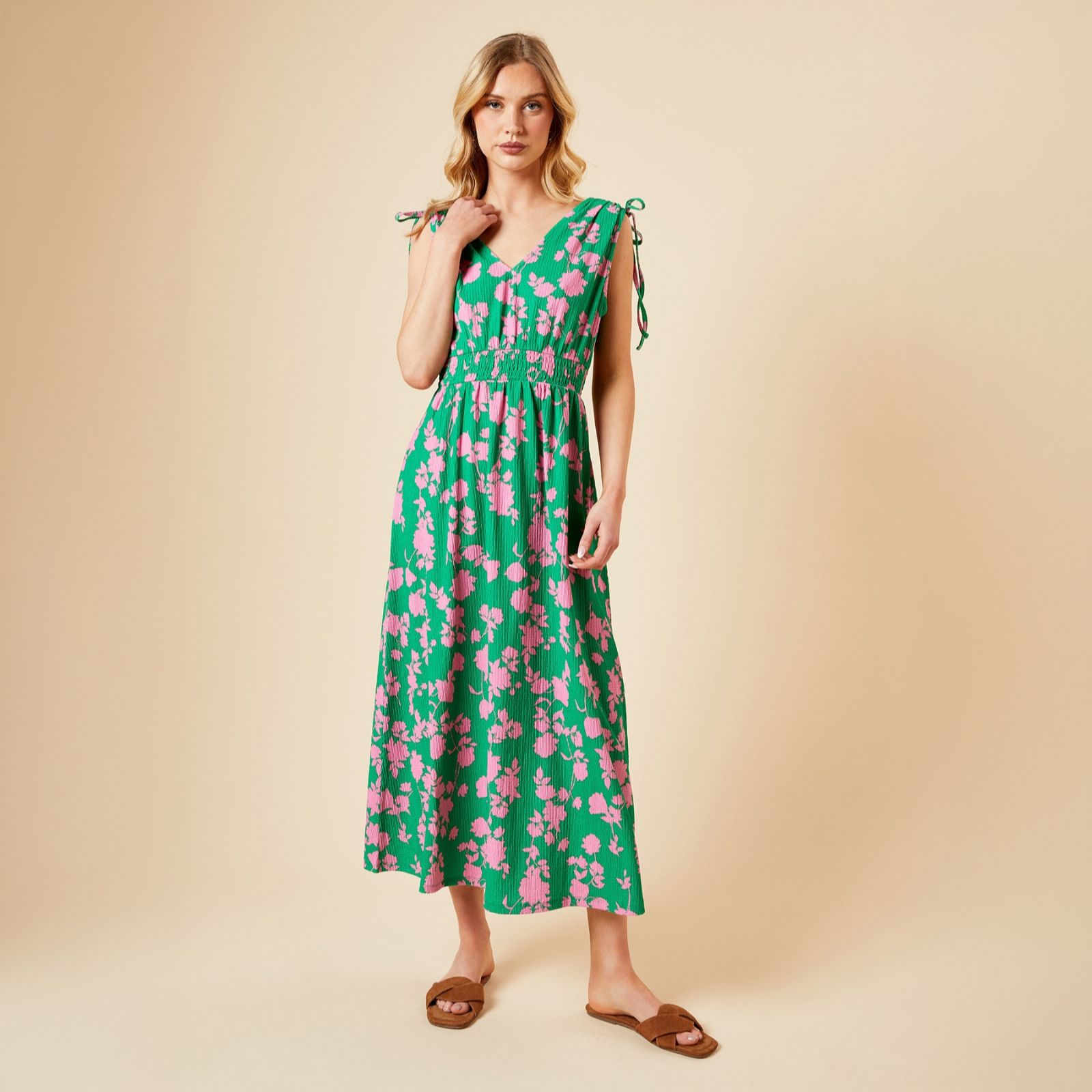 Dorothy Perkins Printed Jersey Shirred Waist Midi Dress