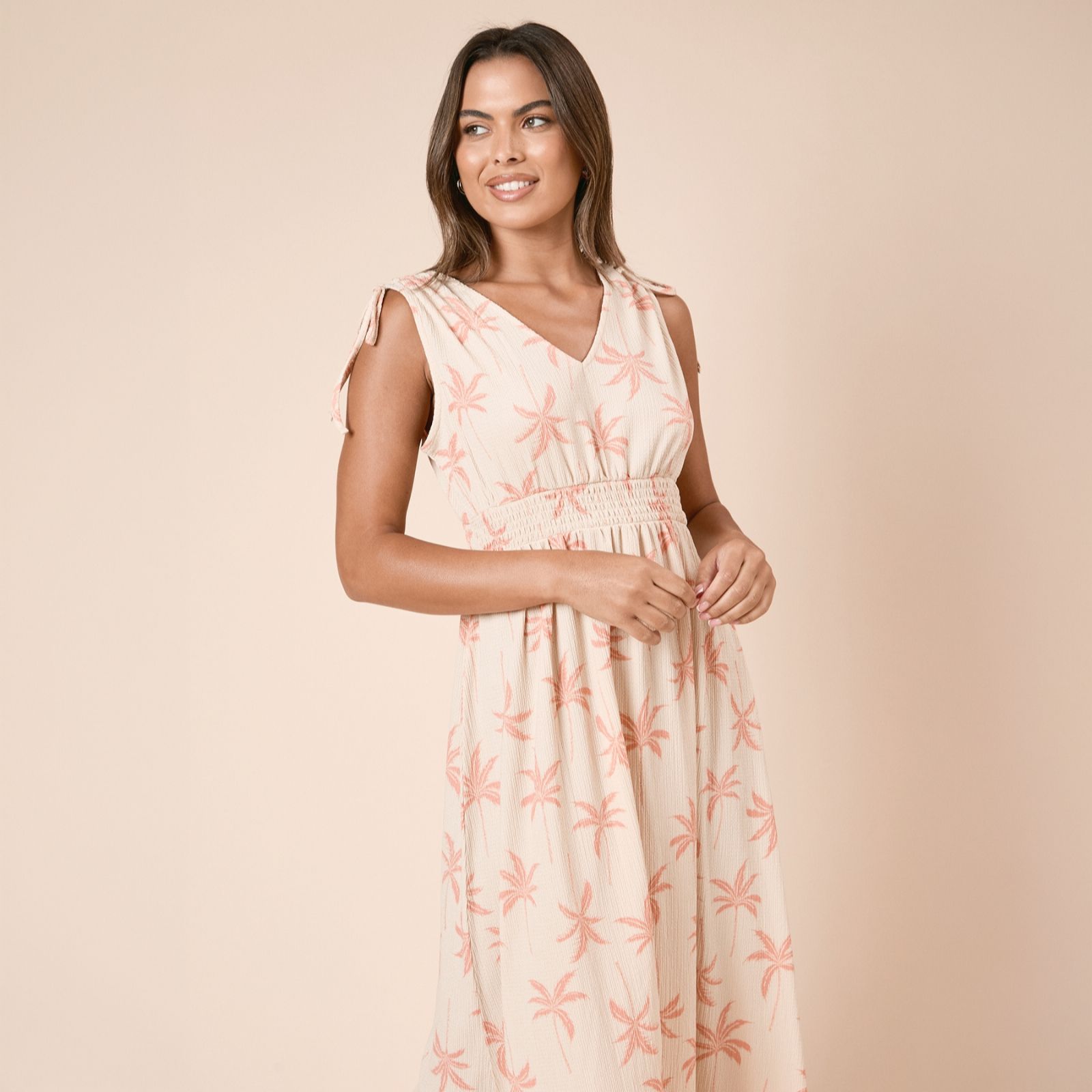Dorothy Perkins Printed Jersey Shirred Waist Midi Dress