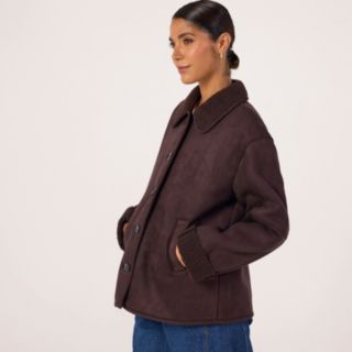 Ben de Lisi Button Front Shearling Coat