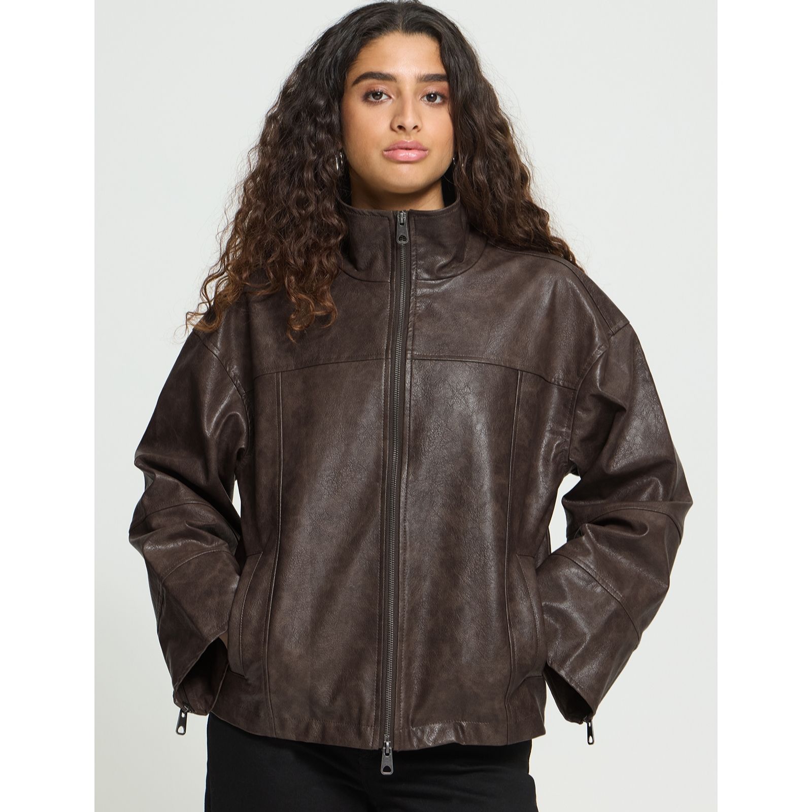 ICHI Flarina Faux Leather Jacket