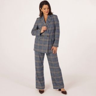 Helene Berman x Katy Wool Blend Checked Straight Trousers